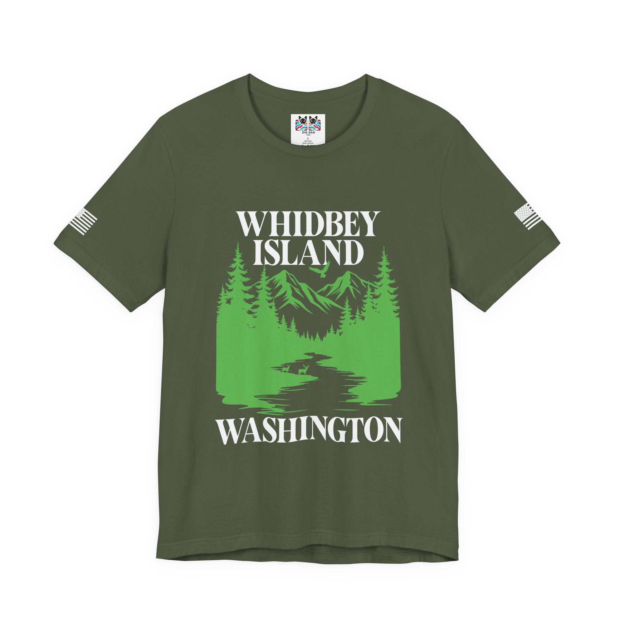 Whidbey Island Washington Mountain Forest Wildlife Graphic T-Shirt | Pacific Northwest Outdoor Souvenir Tee