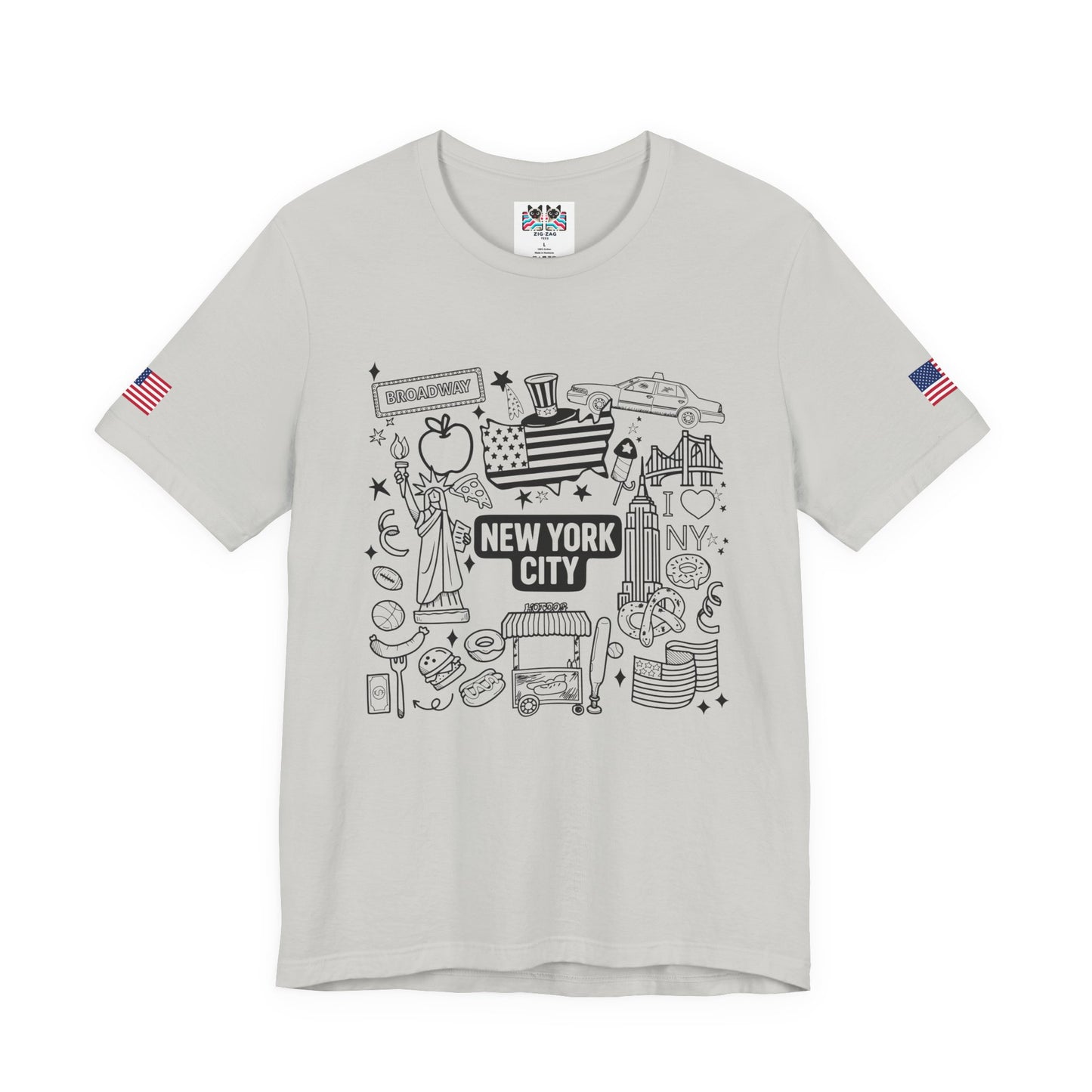 New York City Doodle T-Shirt - Cute NYC Icons Coloring Book Style Tourist Design