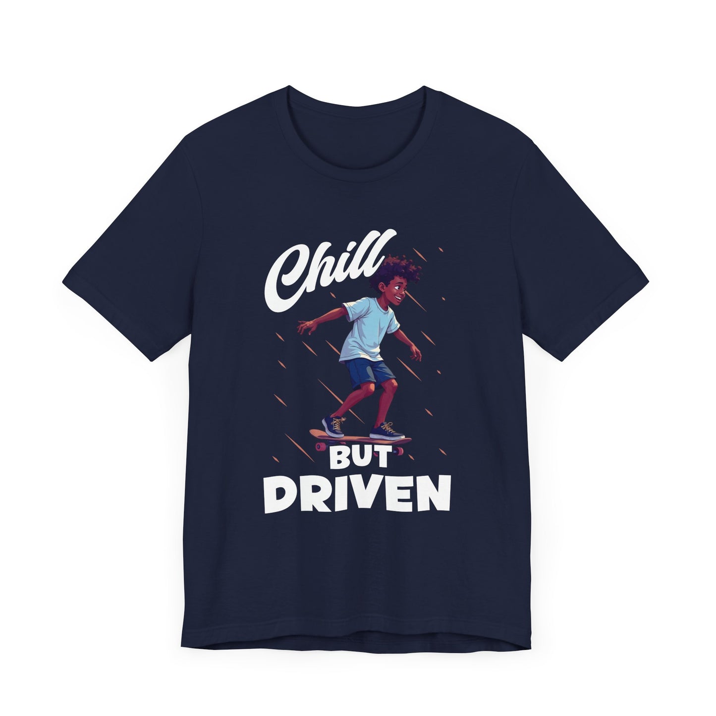 Chill but Driven – Happy Boy on Skateboard Graphic T-Shirt