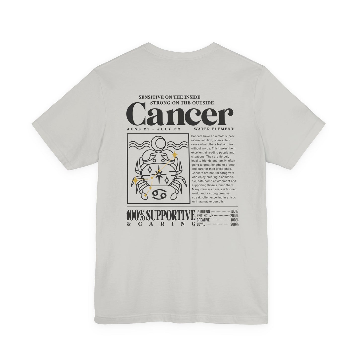 Cancer Zodiac T-Shirt – Sensitive Inside, Strong Outside with Water Element