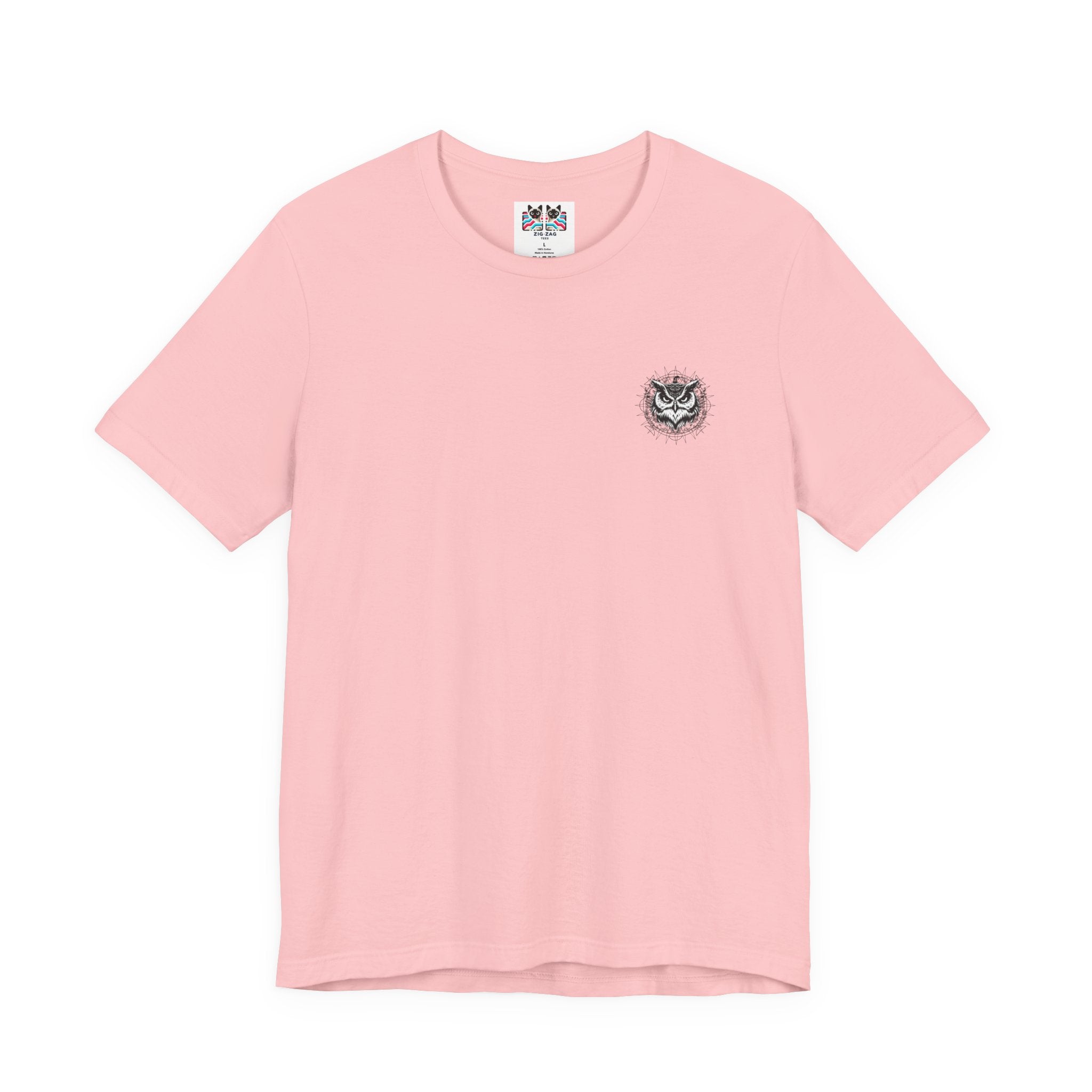Spirit of Wisdom Owl T-Shirt – Wise Owl with Witch Hat and Medal [Black Text]