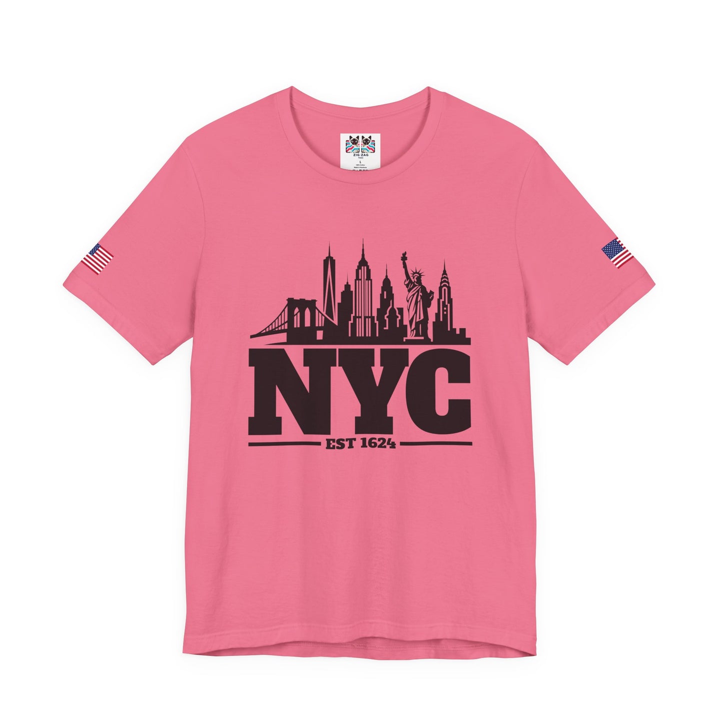NYC Skyline Silhouette T-Shirt - Black & White New York City Est 1624 Minimalist