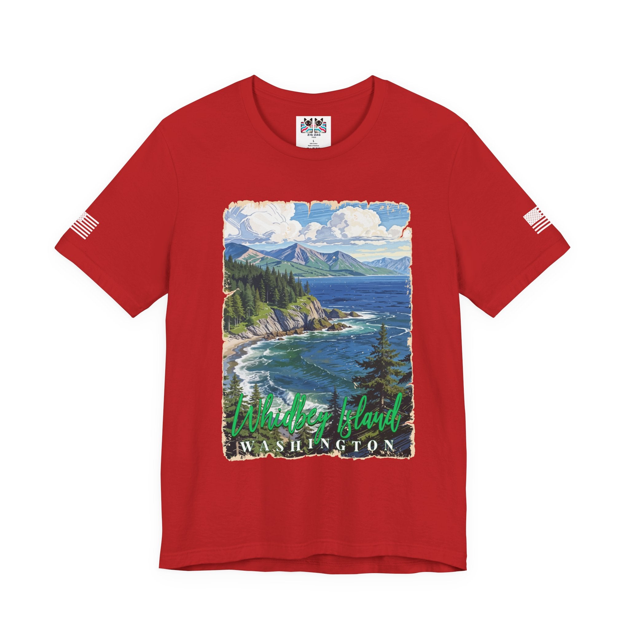 Whidbey Island Washington Vintage Coastal Travel Poster T-Shirt | Pacific Northwest Island Souvenir Tee