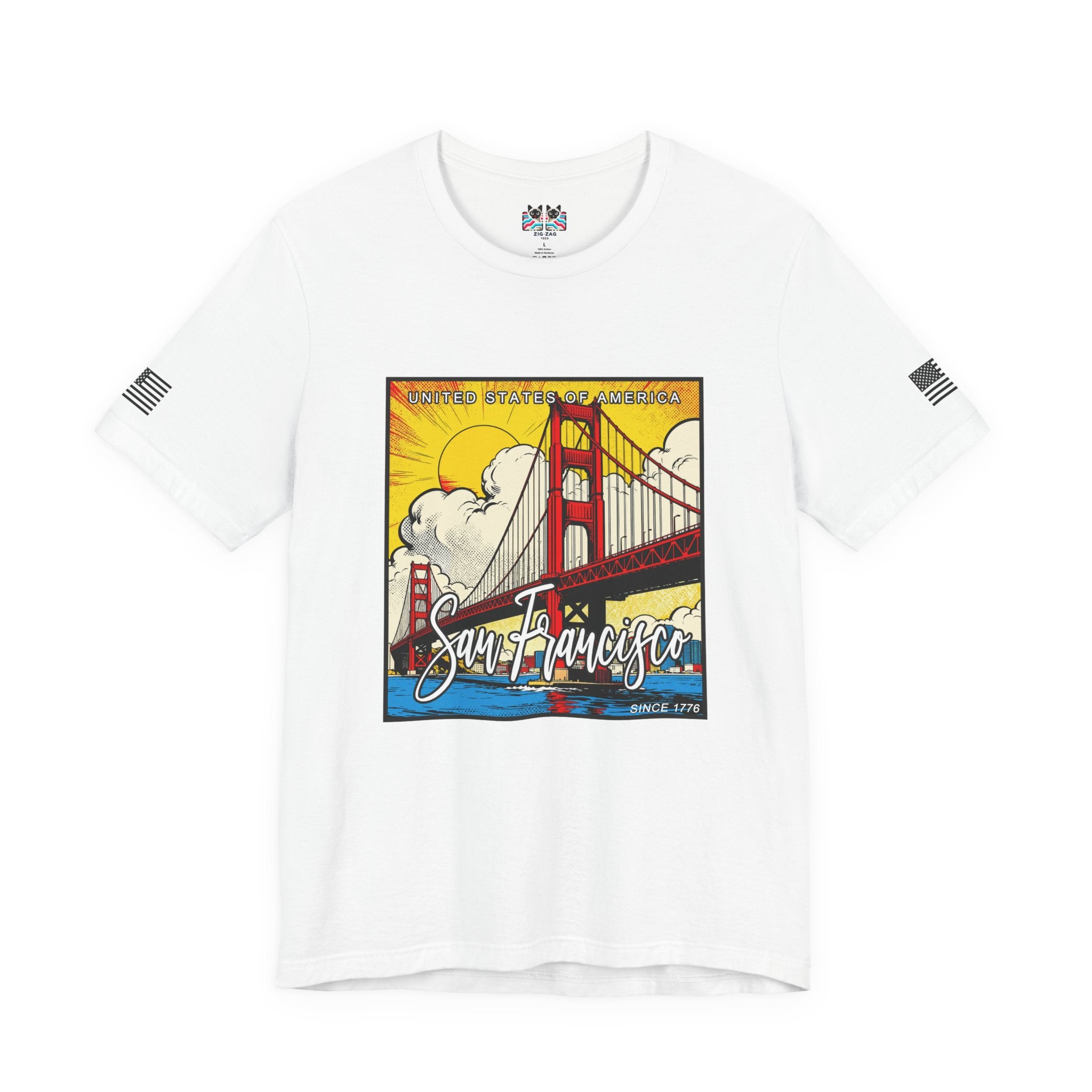 San Francisco Since 1776 T-Shirt – United States of America Comic Pop Art Golden Gate Bridge Graphic Tee