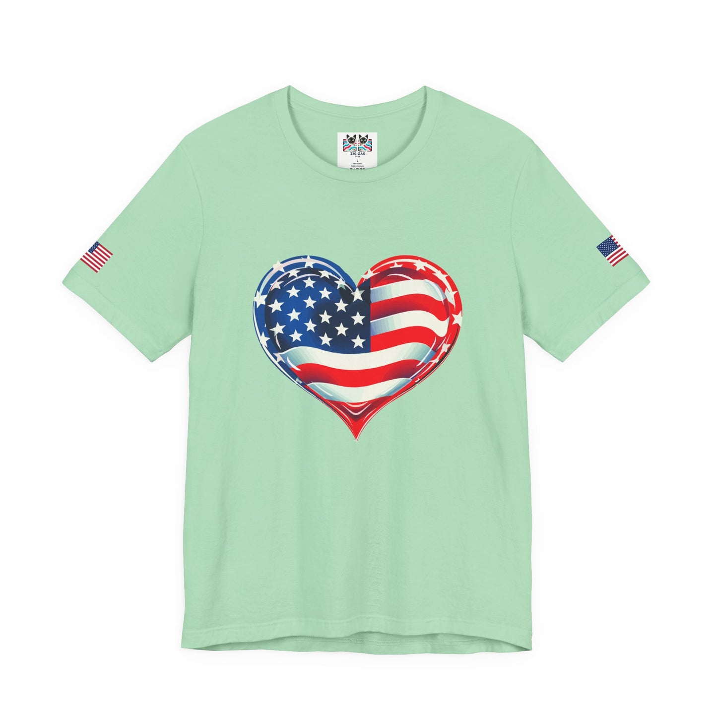 American Flag Heart T-Shirt – Love USA Patriotic Pride Graphic Tee