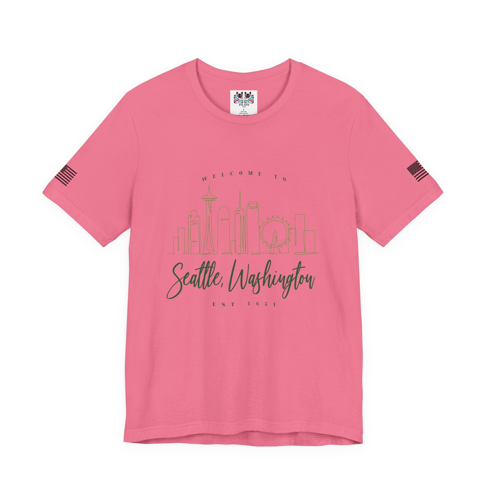 Welcome to Seattle Washington Minimalist Skyline T-Shirt | Seattle EST 1851 Line Art Tee | Pacific Northwest Gift
