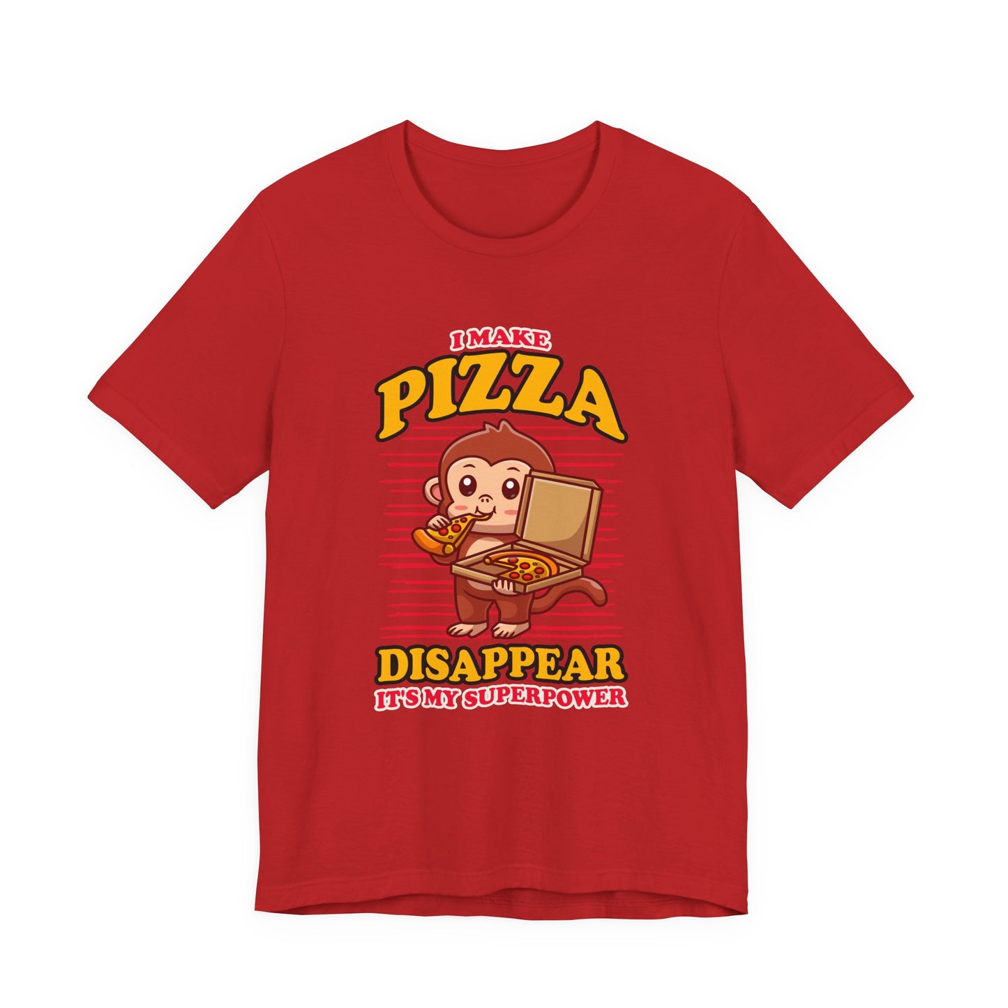 I Make Pizza Disappear T-Shirt – Funny Monkey With Pizza Box and Slice Graphic Tee