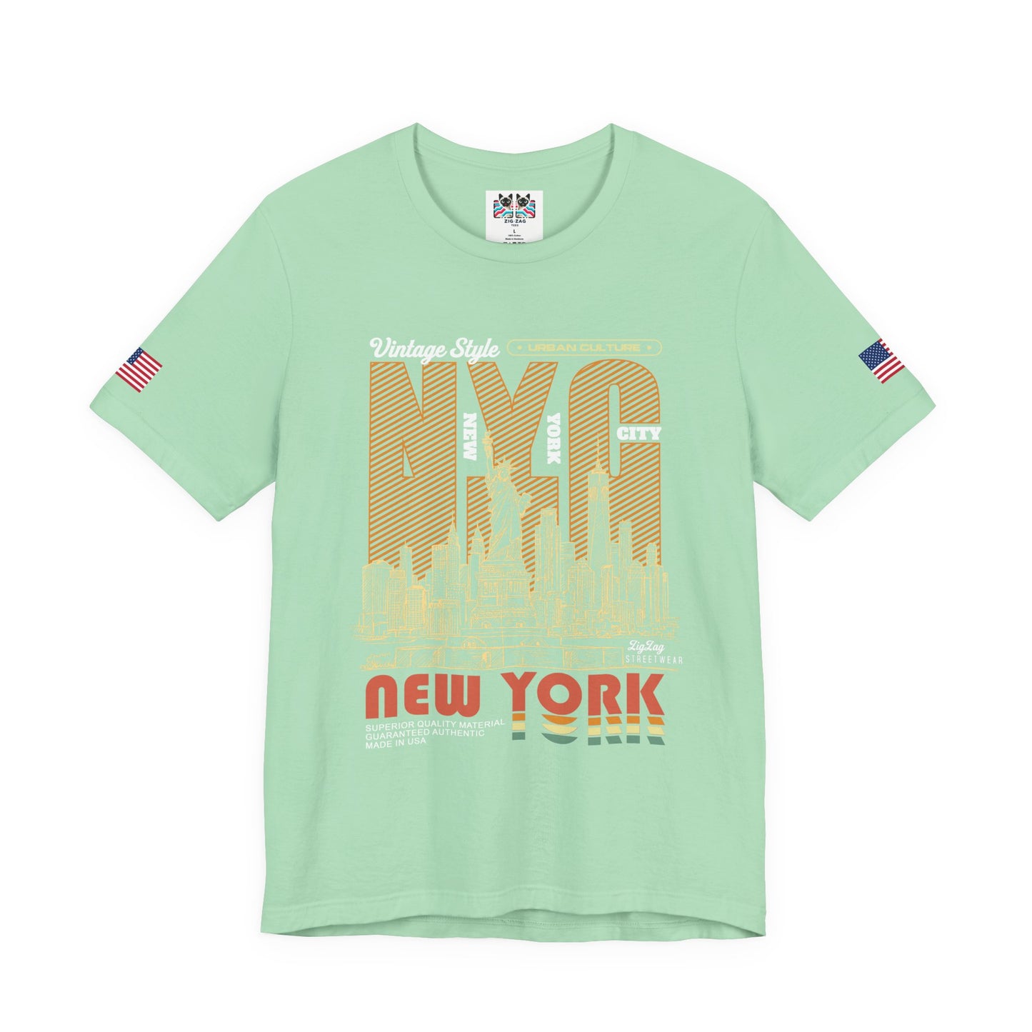 Vintage NYC T-Shirt - New York City Urban Culture Retro Orange Striped Design