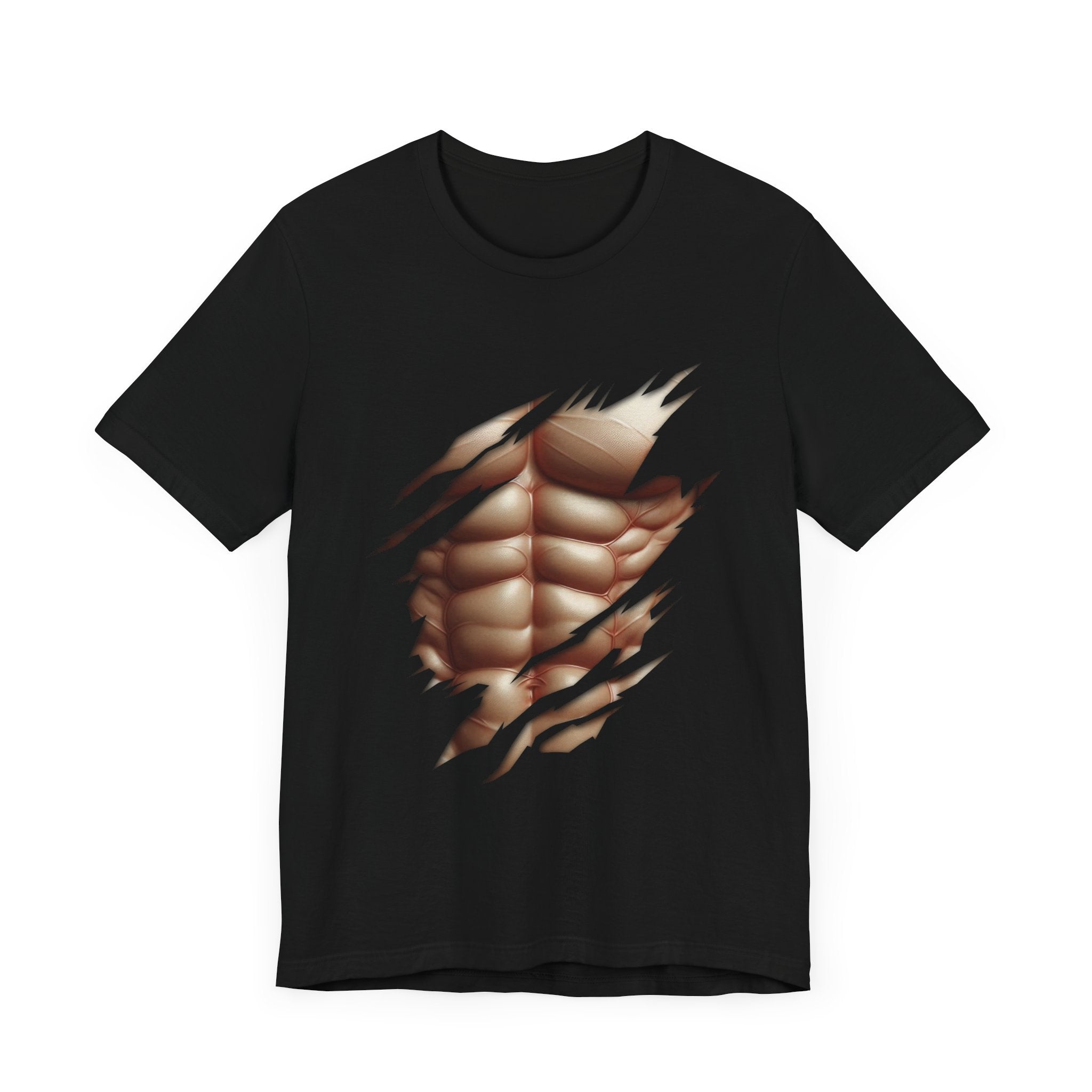 Fake Muscles Shirt, Ripped Chest Costume Tee, Six Pack Abs Funny Graphic T Shirt, Joke Fitness Apparel, Party Costume Gym Gag Top