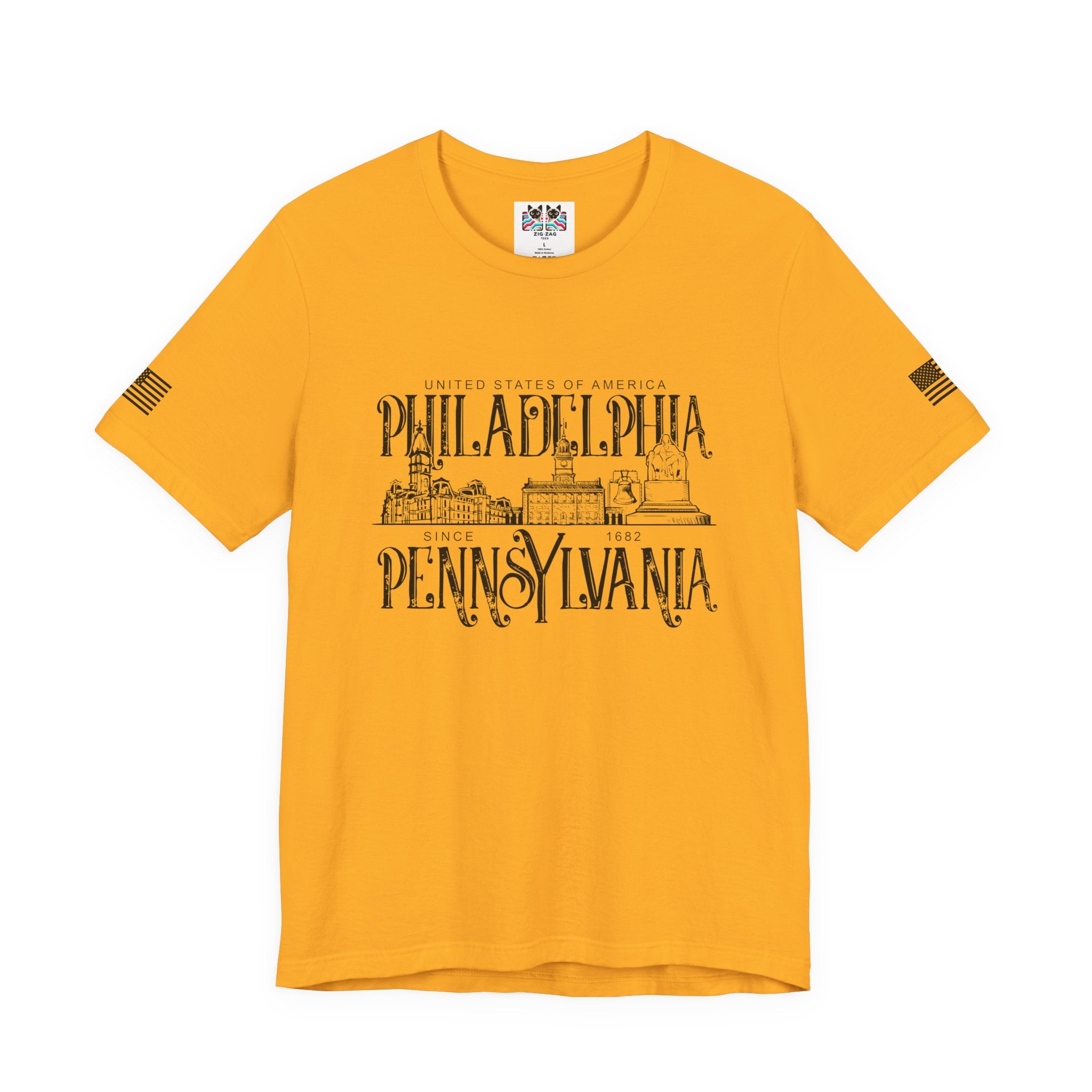 Philadelphia Pennsylvania T-Shirt – United States of America Since 1682 Landmark Graphic Tee