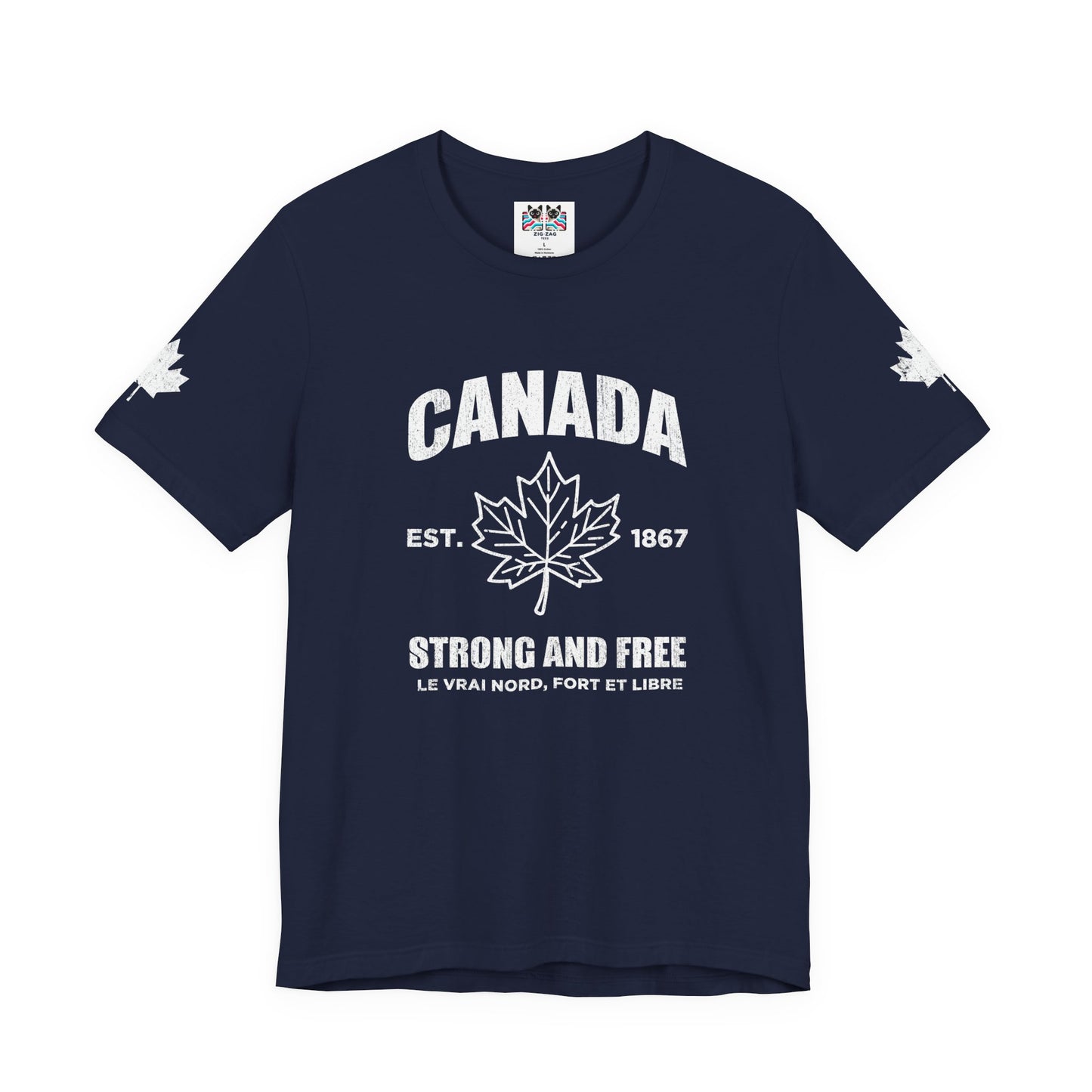 Canada Strong and Free Maple Heritage - White Print T-Shirt