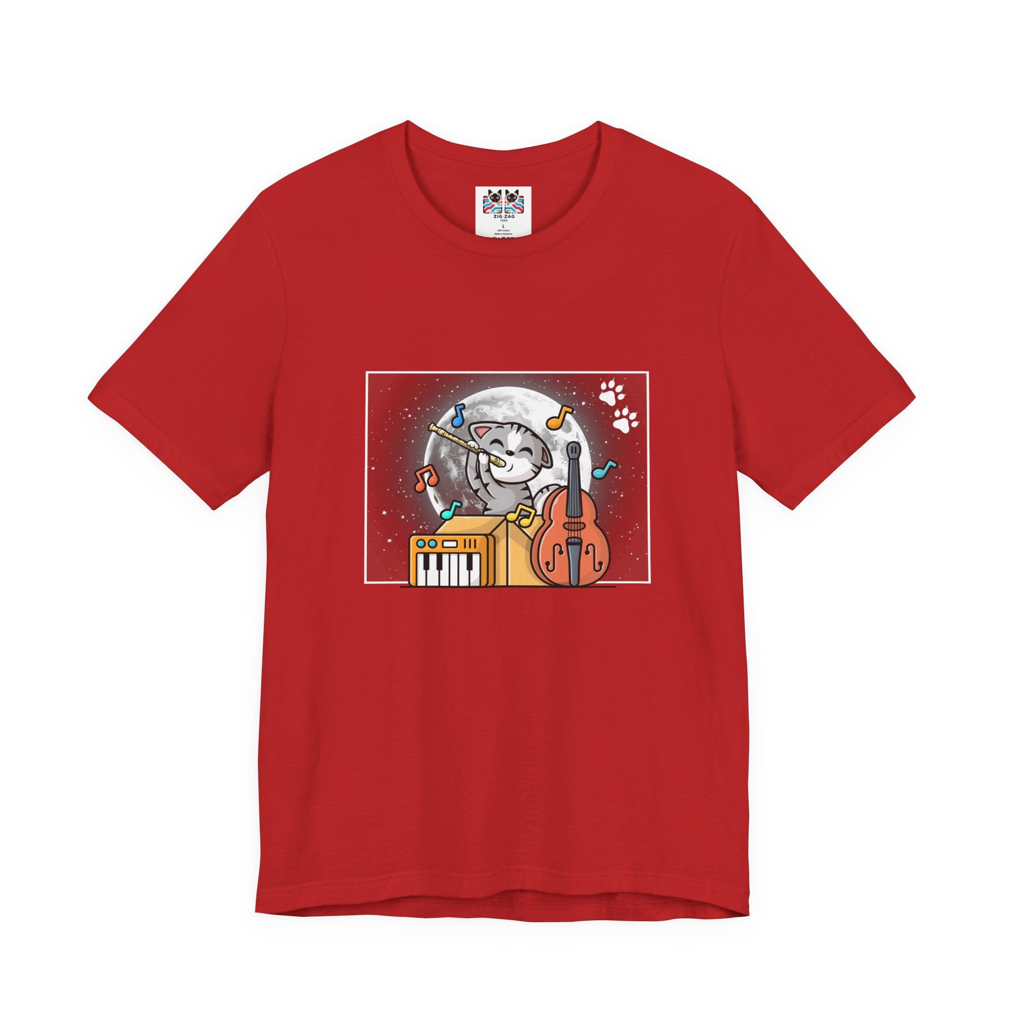The Classic Flute Moonlight Cat Music T-Shirt