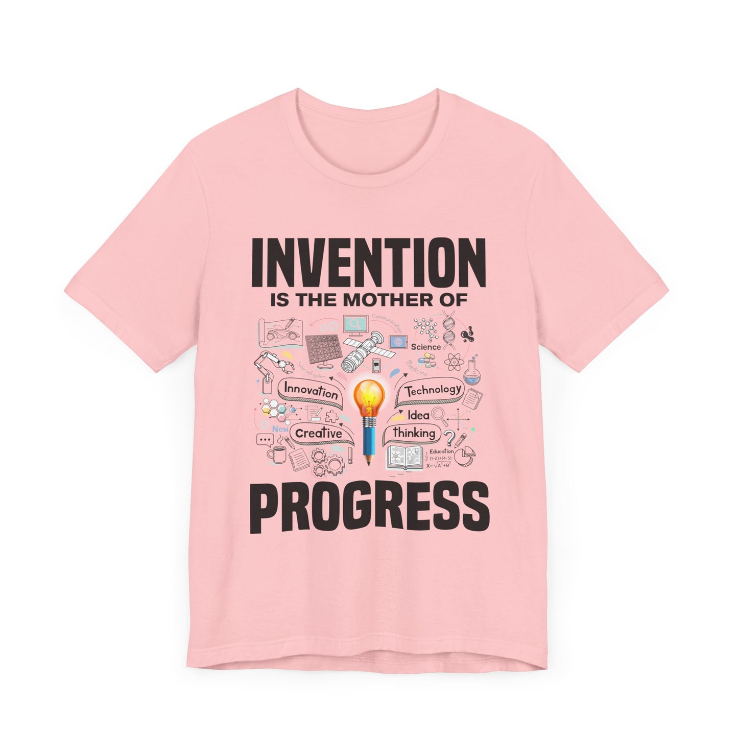 Invention is the Mother of Progress Tee, Innovation Quote Shirt, Science History Top, Progress Driven Graphic Tee, STEM Gift