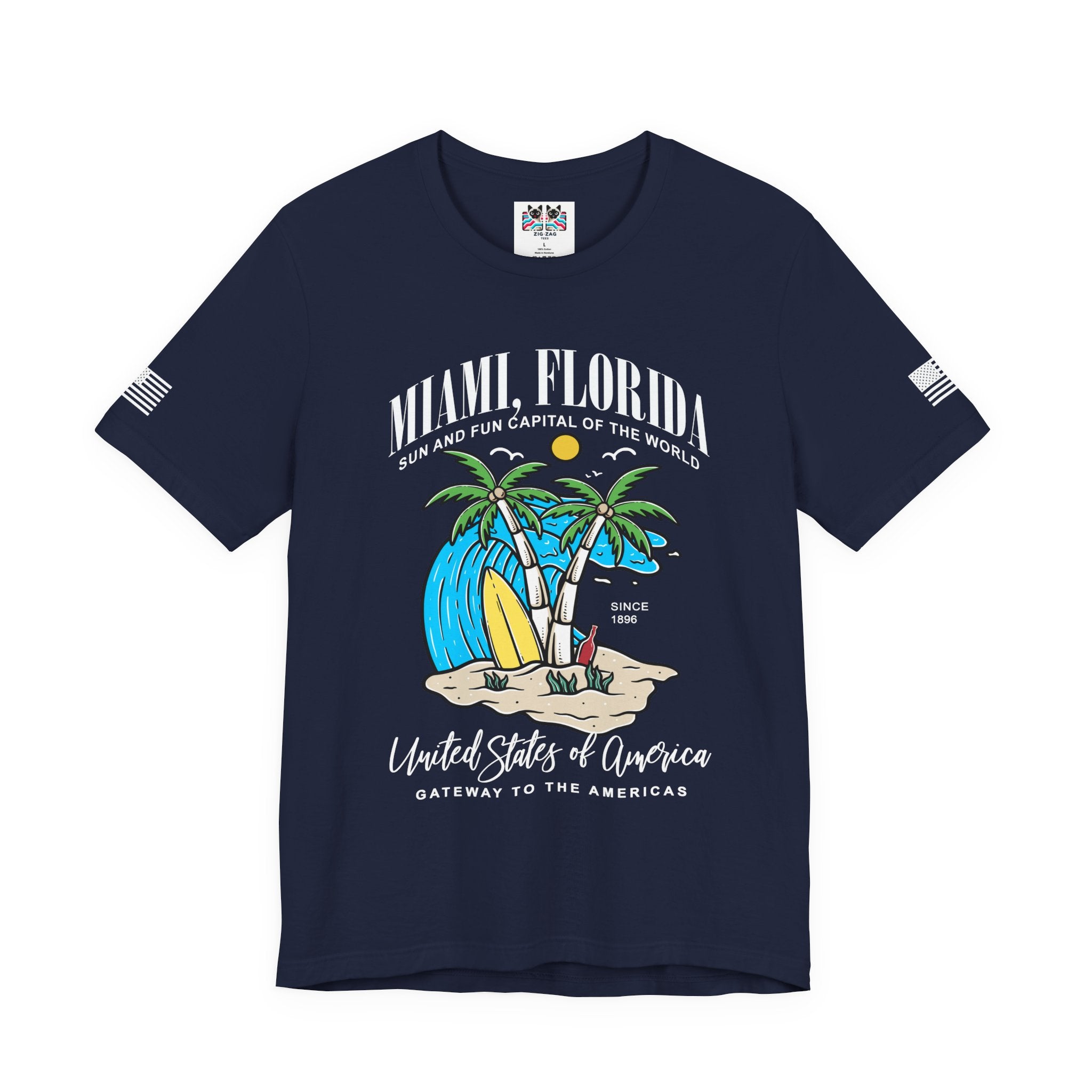 Miami Florida Sun and Fun Capital T-Shirt – Since 1896 Gateway to the Americas Beach Surfboard Tee