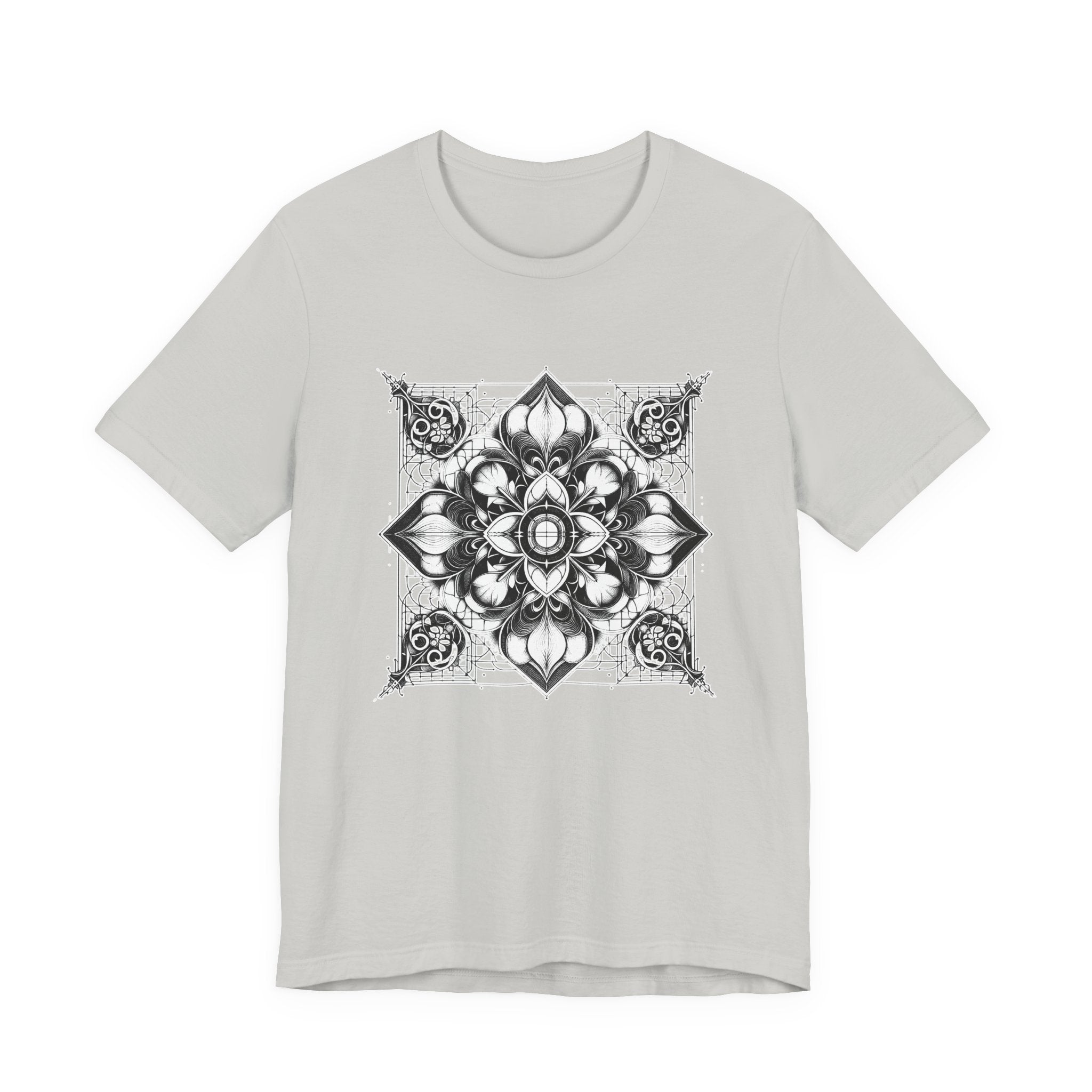Monochrome Symmetry – Minimalist Geometric Pattern Graphic T-Shirt