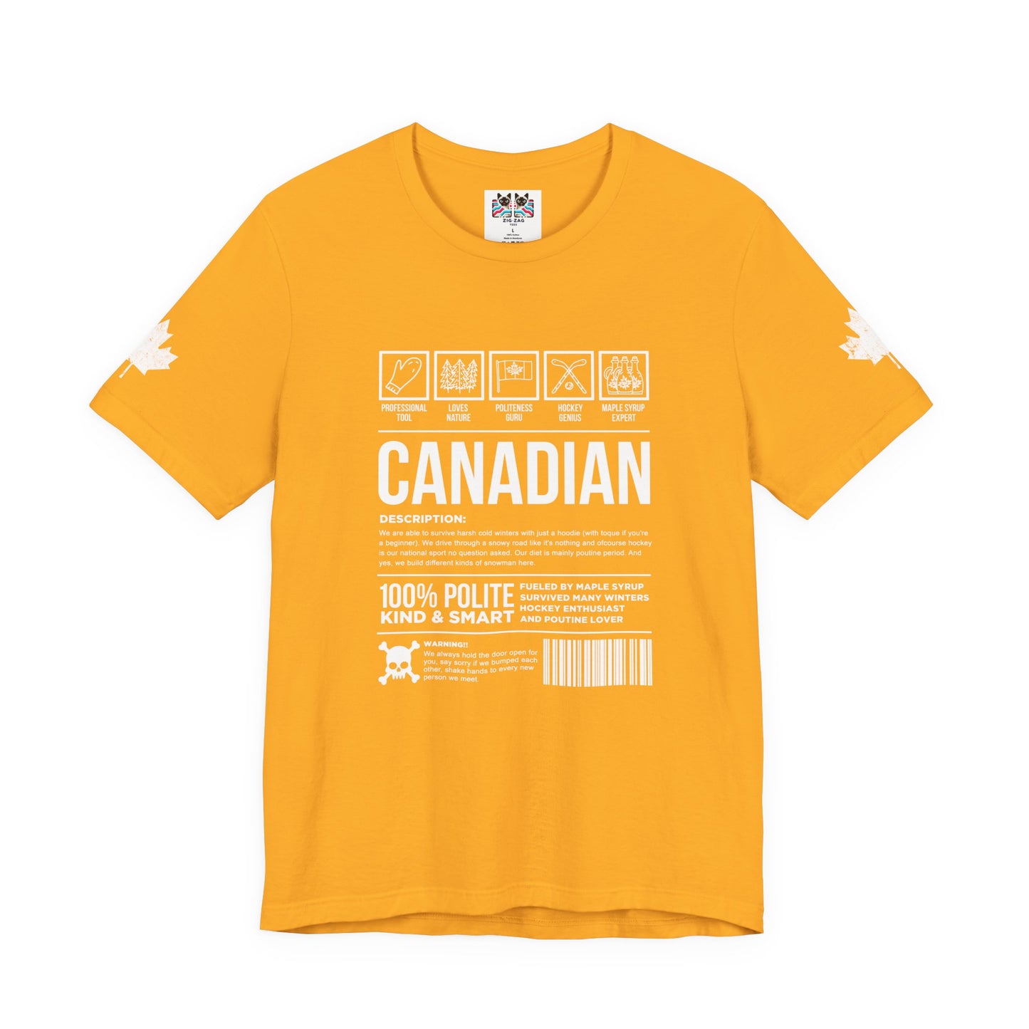 Canadian Traits Nutrition Facts - White Print T-Shirt