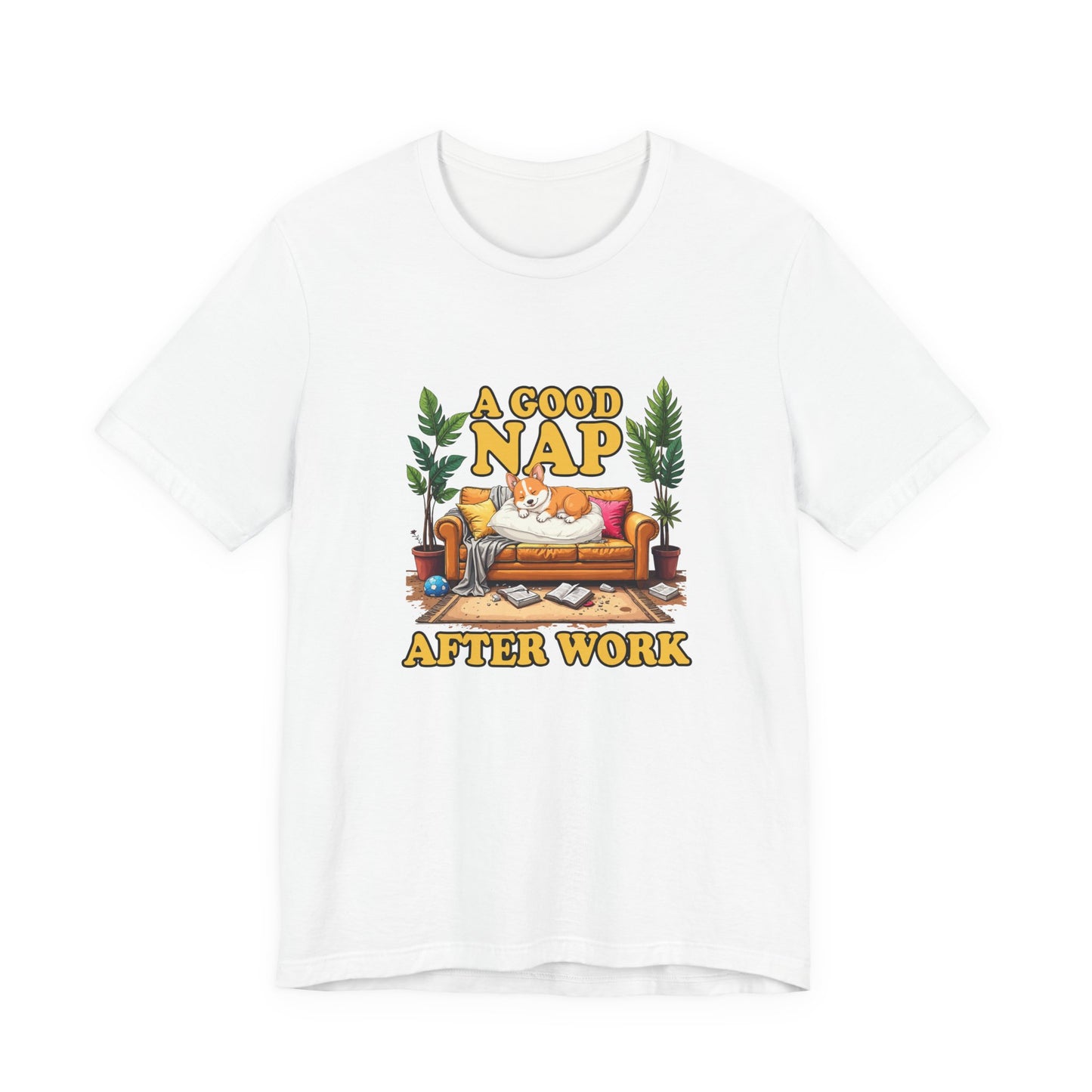 A Good Nap After Work – Sleeping Dog on Sofa Graphic T-Shirt
