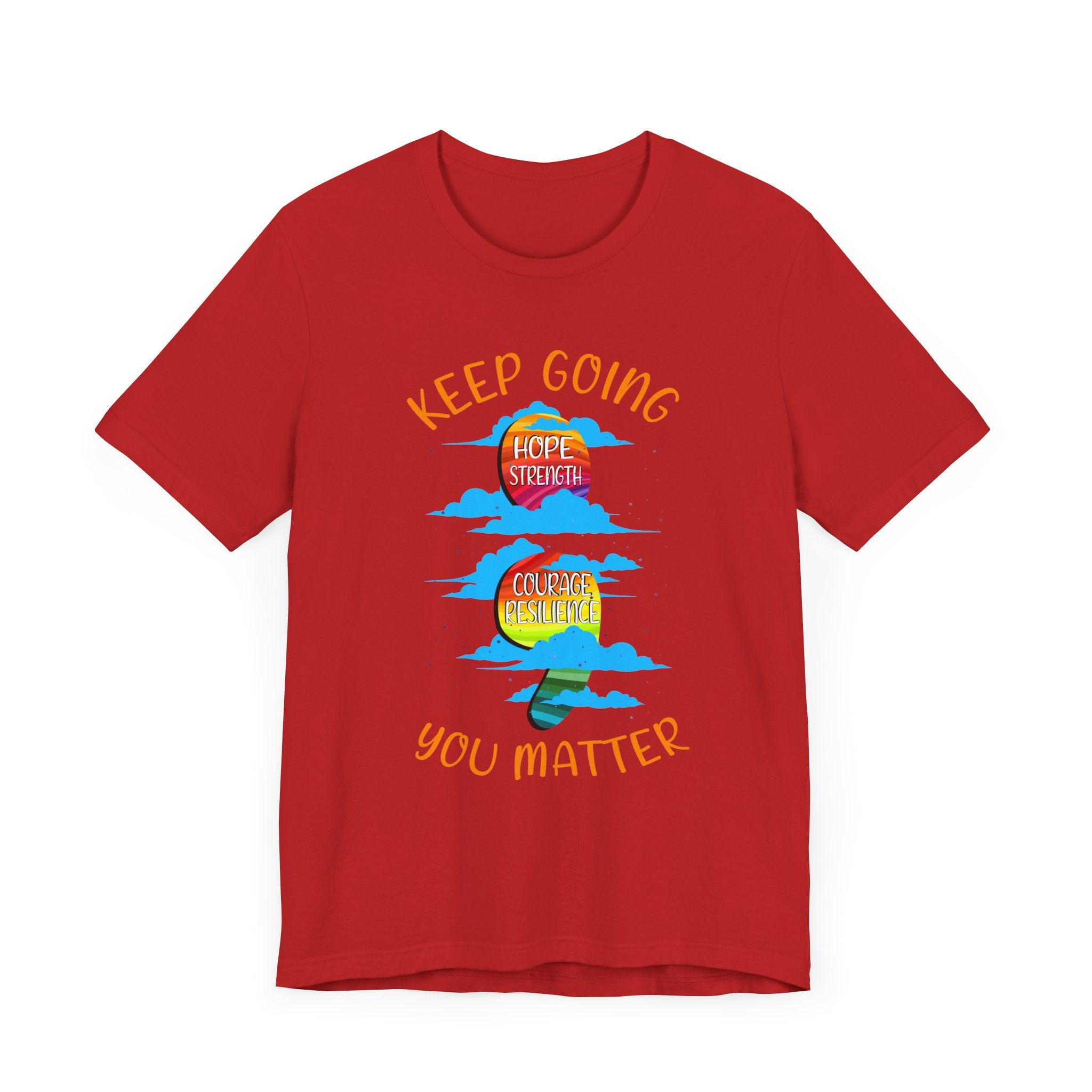 Keep going Semi Colon Rainbow Affirmation  Graphic Statement Tee for Mental Health, Recovery, and the Story That Still Continues in Color