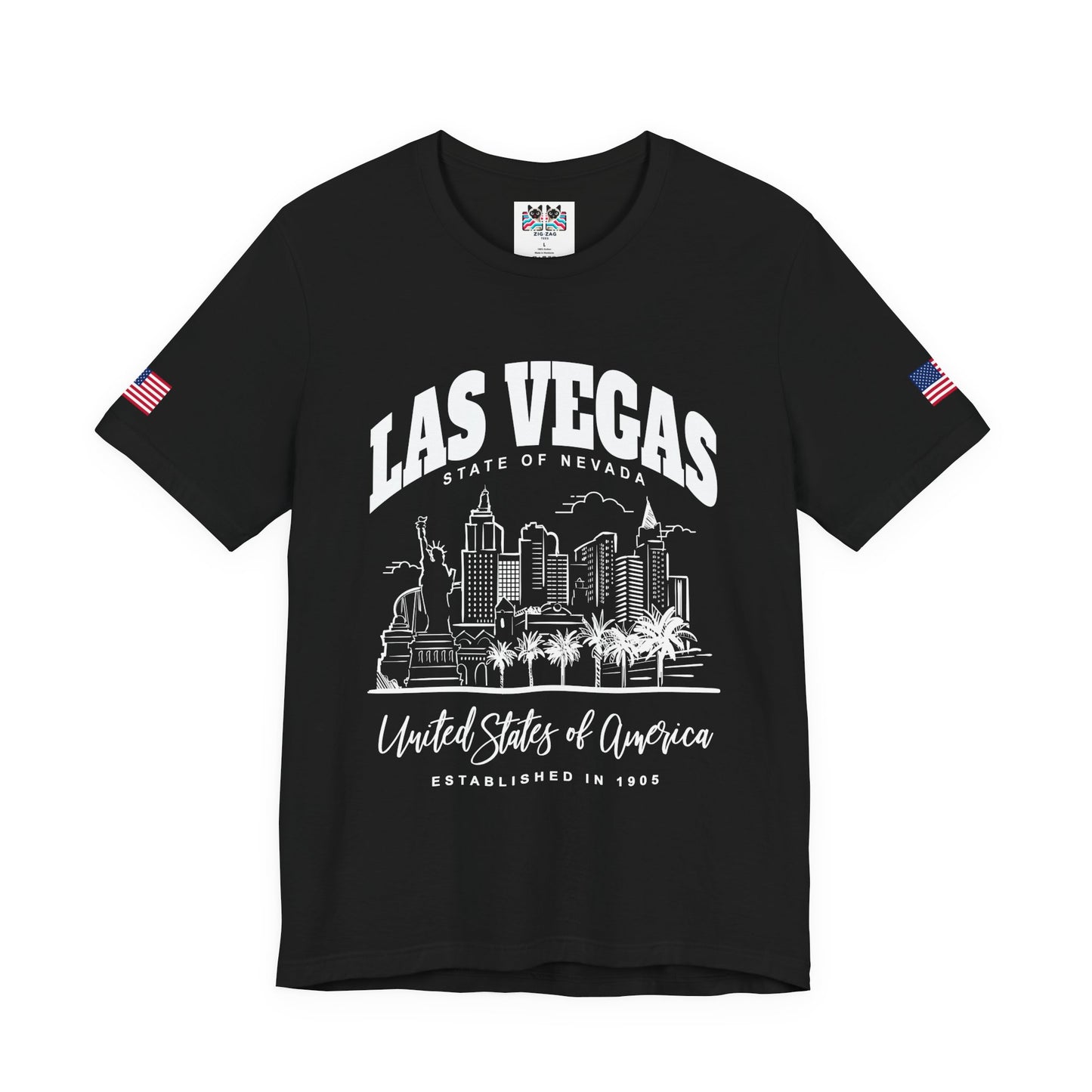 Las Vegas State of Nevada T-Shirt - Established 1905 Red White Skyline USA Design