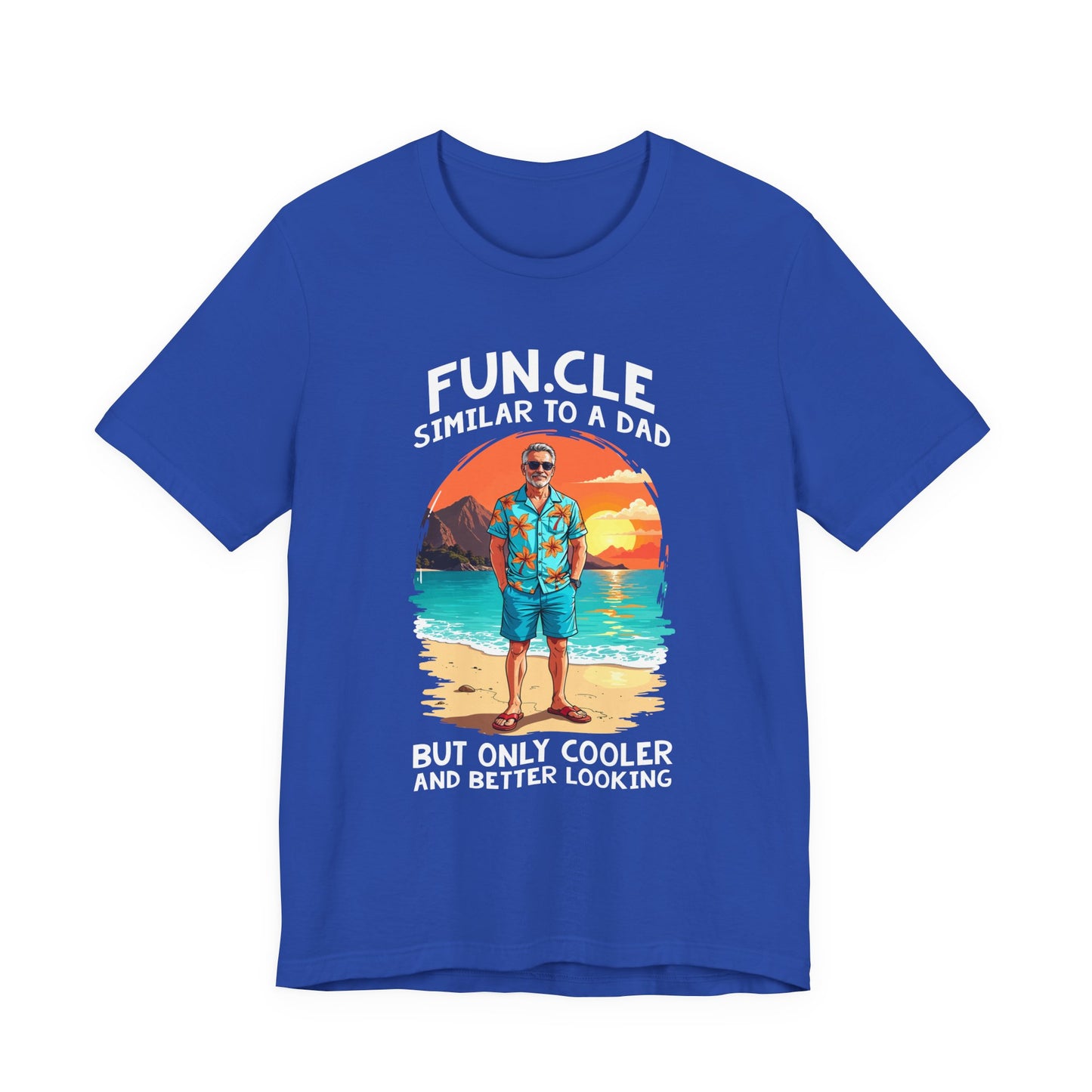 FUN.CLE Beach Sunset T-Shirt – Cool Uncle Beach Graphic with Funny Quote