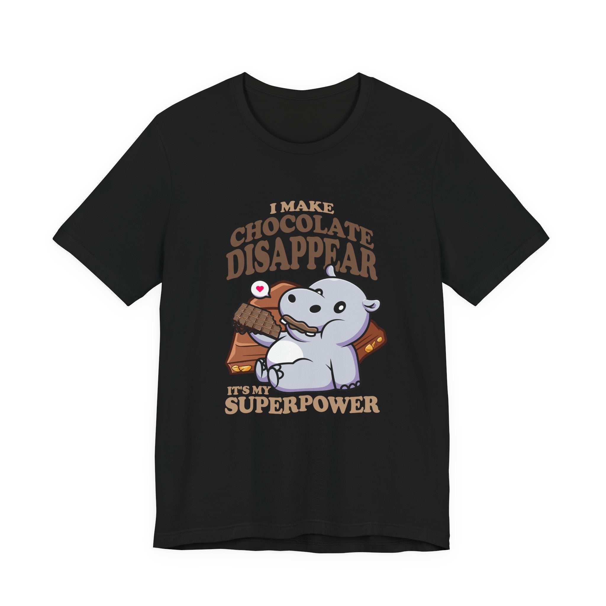 I Make Chocolate Disappear T-Shirt – Adorable Baby Rhino With Chocolate Funny Super Power Graphic Tee