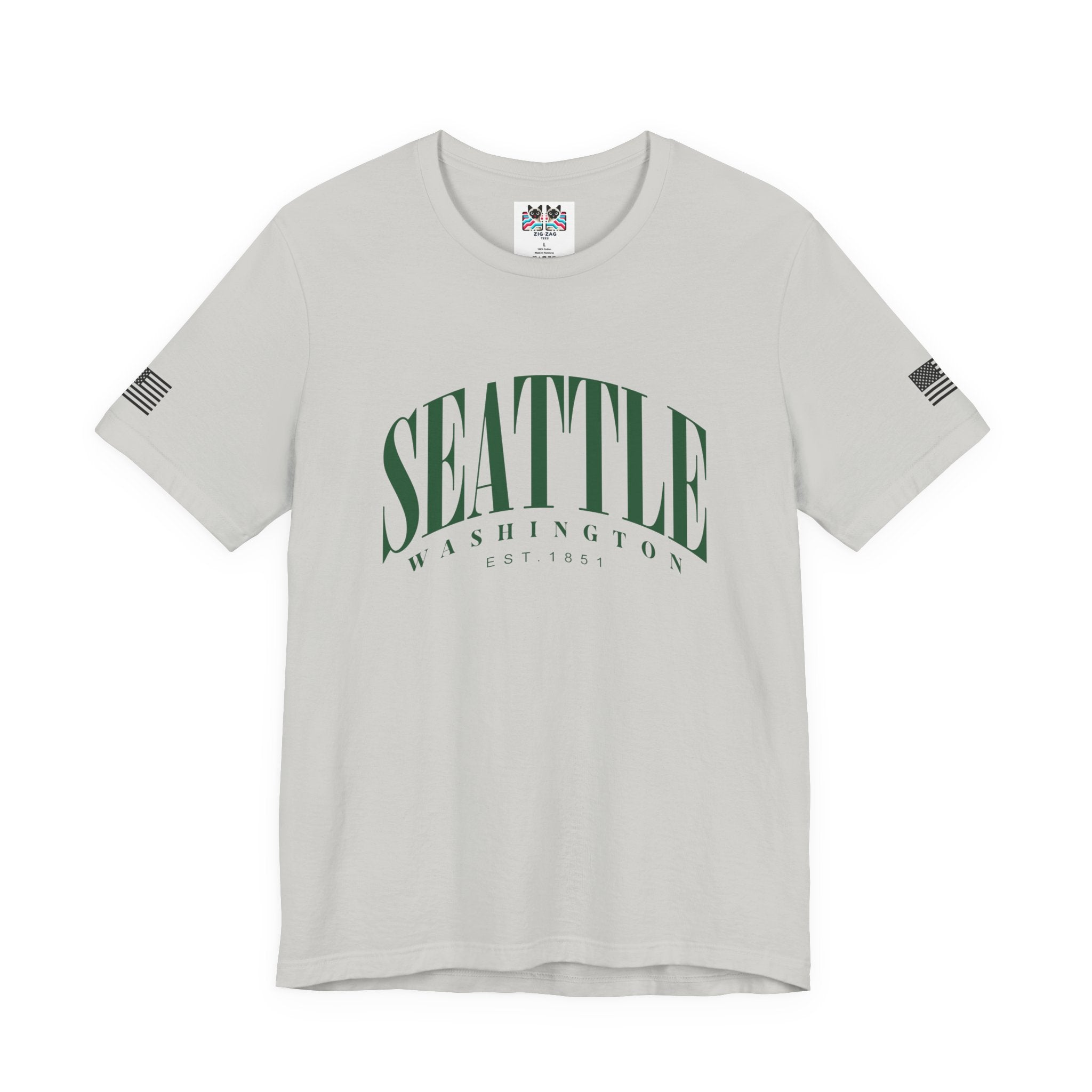 Seattle Washington EST 1851 Minimalist Arch Typography T-Shirt | Seattle Souvenir Tee | Pacific Northwest Pride Shirt
