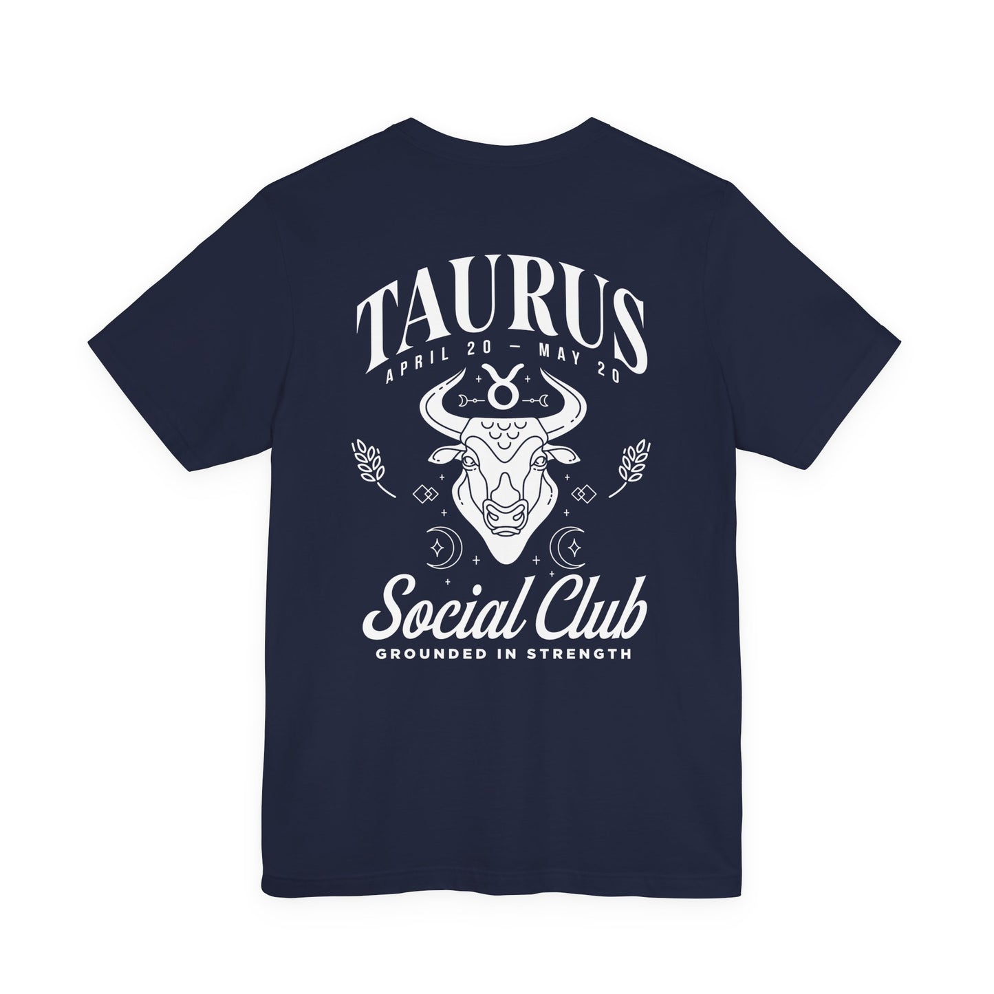 Taurus Zodiac T-Shirt – Bull Head with Astrological Wheel and Earth Element