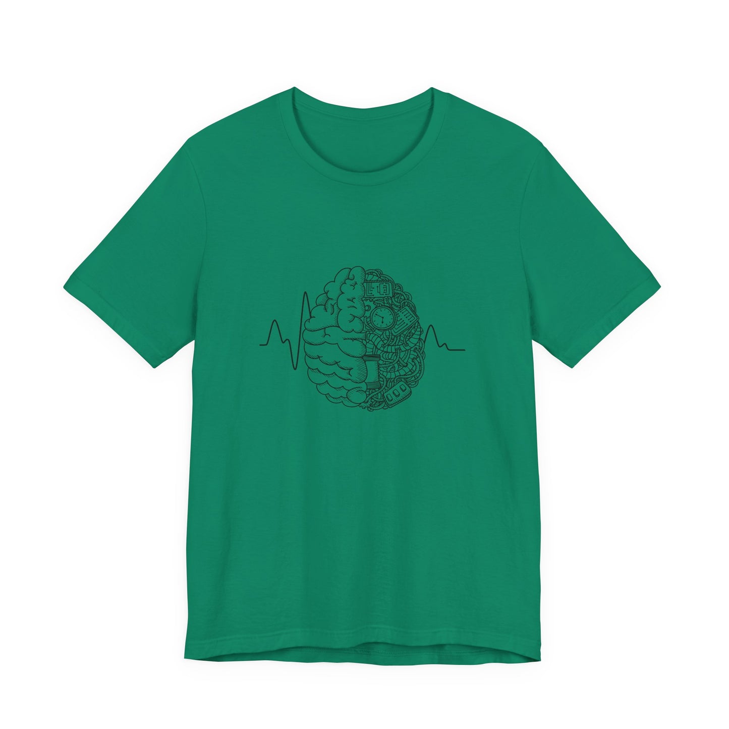 Human Brain Split Design Tshirt – Life Line with Nature & Man-Made Elements