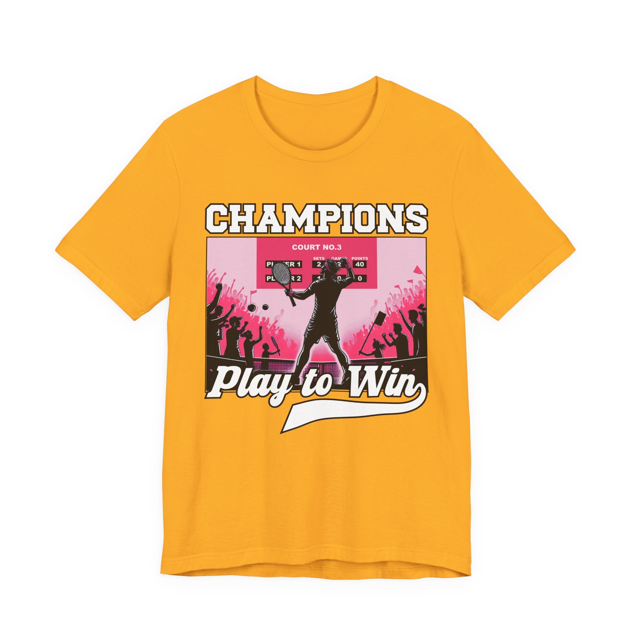 Champions Play to Win – Tennis Victory Celebration Graphic T-Shirt