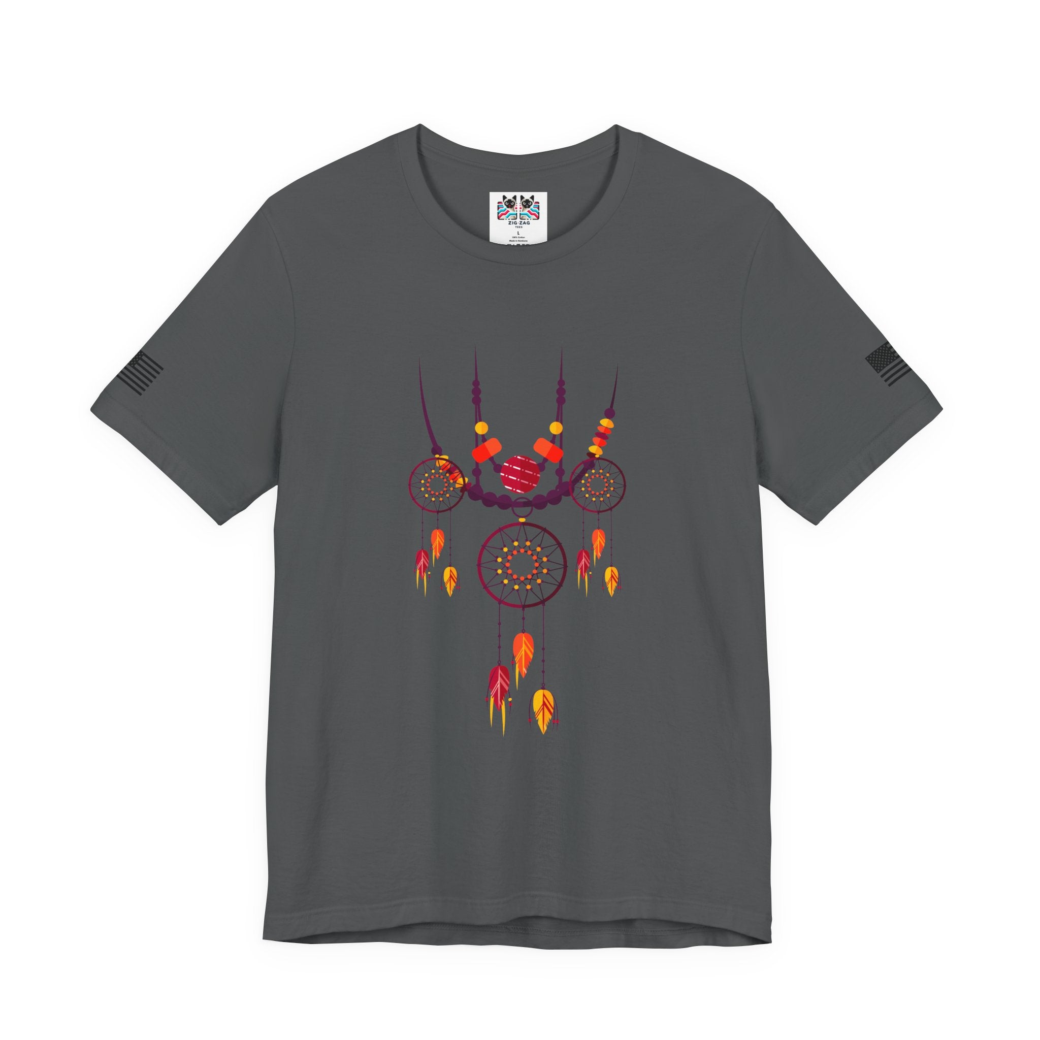 Triple Dream Catcher Necklace T-Shirt – Boho Native American Inspired Feather Tee