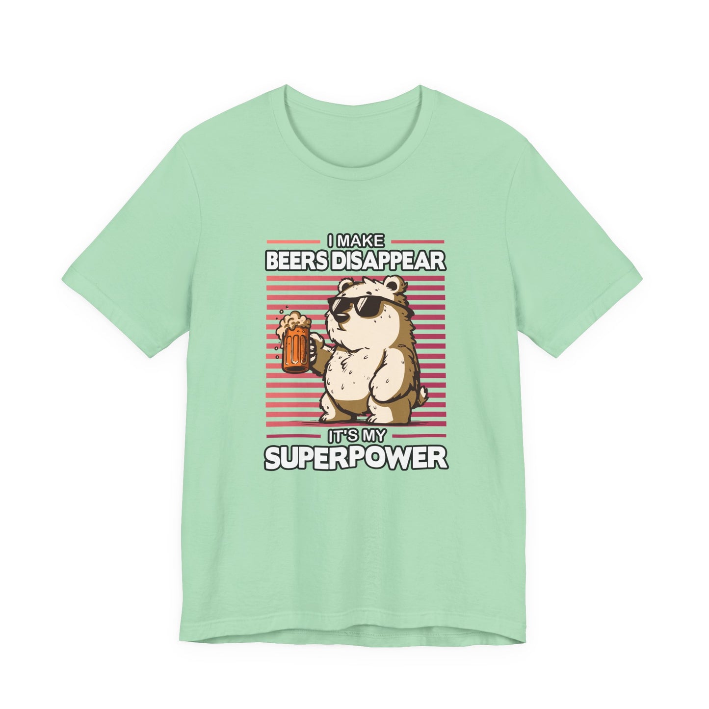 I Make Beers Disappear T-Shirt – Cool Bear With Sunglasses and Beer Funny Graphic Tee