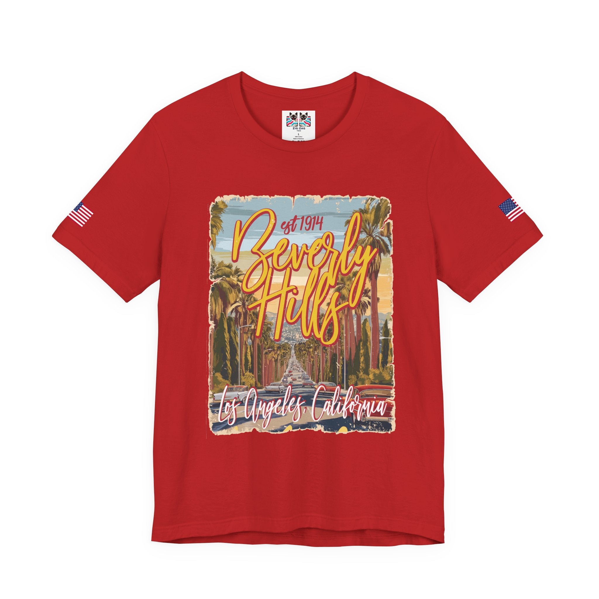 Beverly Hills EST 1914 T-Shirt – Los Angeles California Palm Tree Boulevard Illustrated Tee