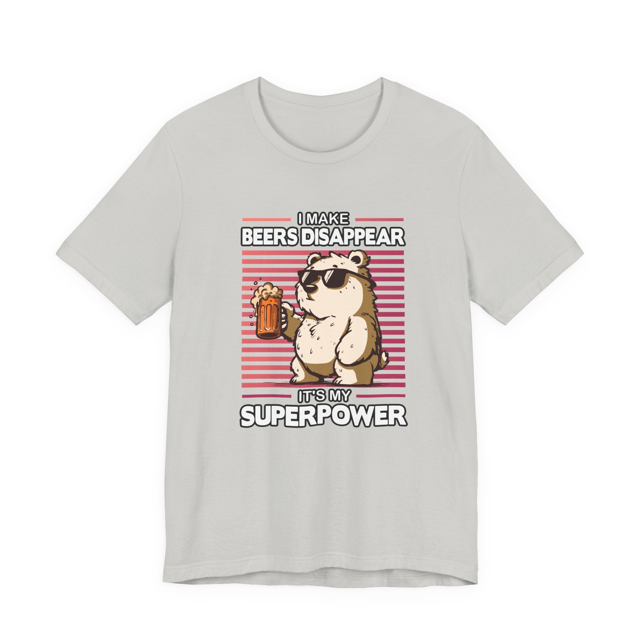 I Make Beers Disappear T-Shirt – Cool Bear With Sunglasses and Beer Funny Graphic Tee