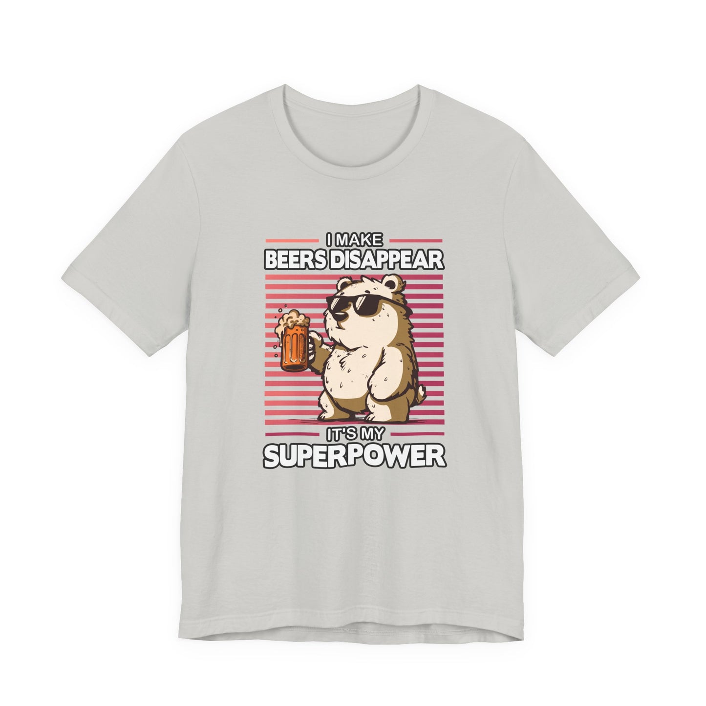 I Make Beers Disappear T-Shirt – Cool Bear With Sunglasses and Beer Funny Graphic Tee