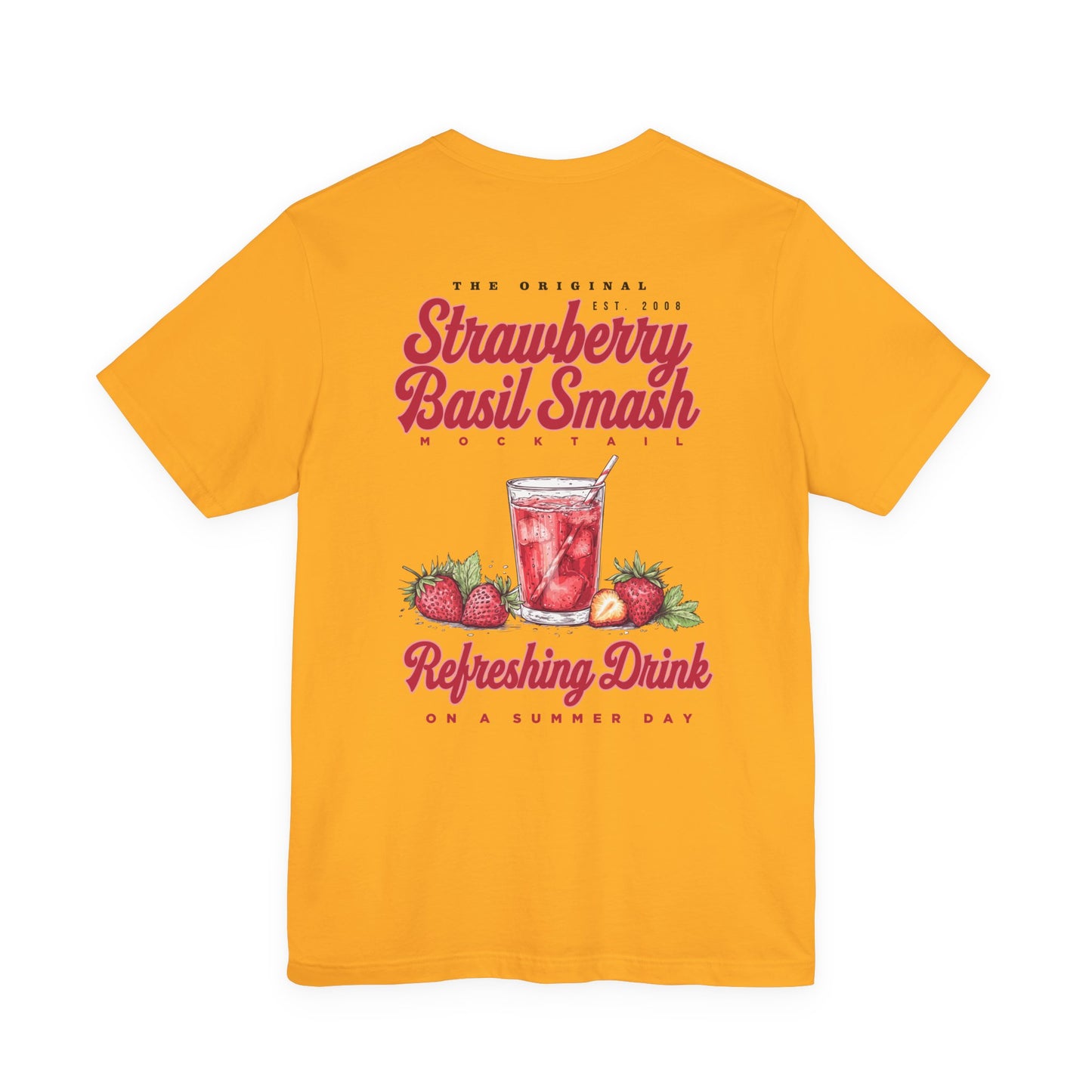 Strawberry Basil Smash Mocktail T-Shirt – Featuring Vibrant Summer Drink Graphic