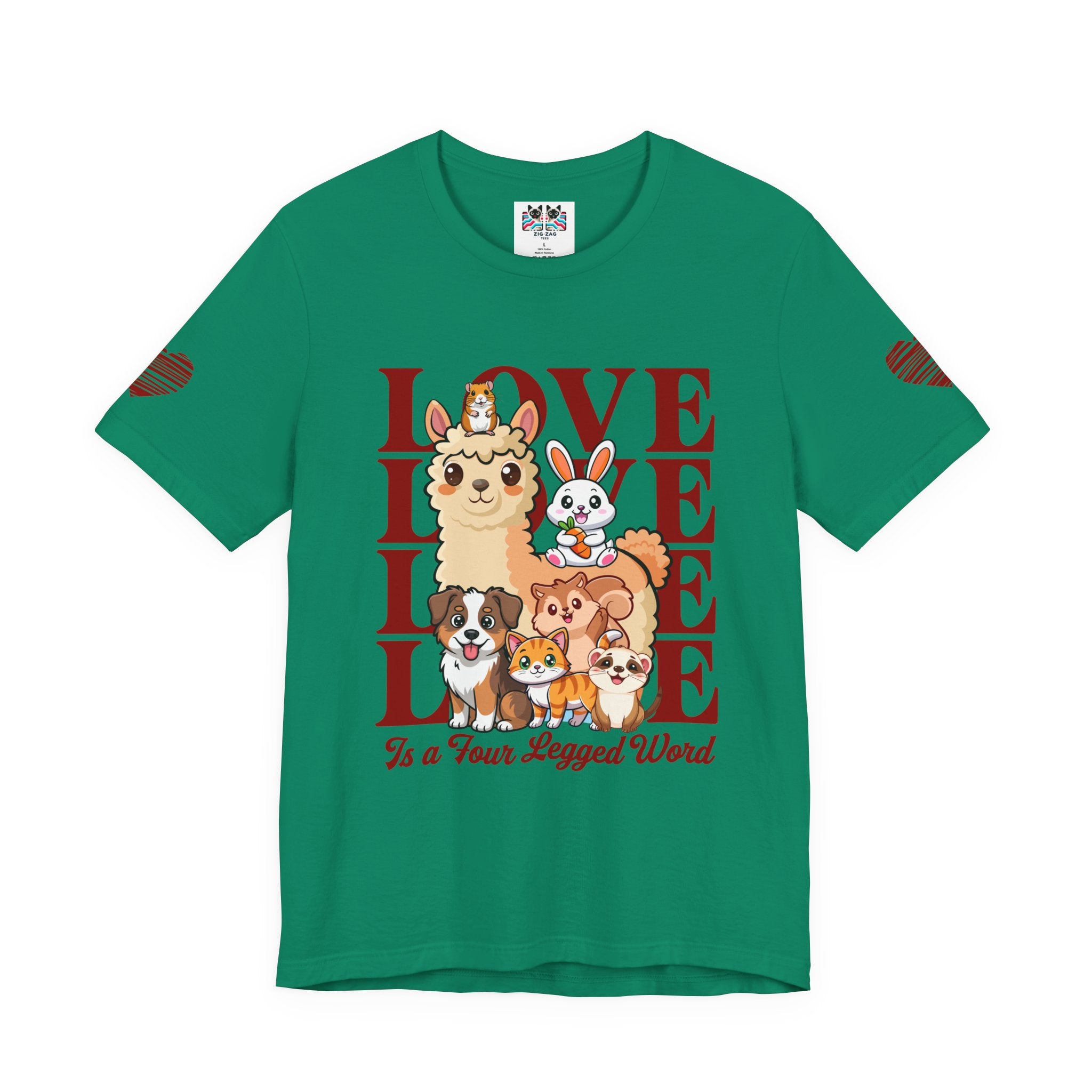 Love Is a Four Legged Word T-Shirt – Cute Animals Llama Dog Cat Rabbit Pet Lover Graphic Tee