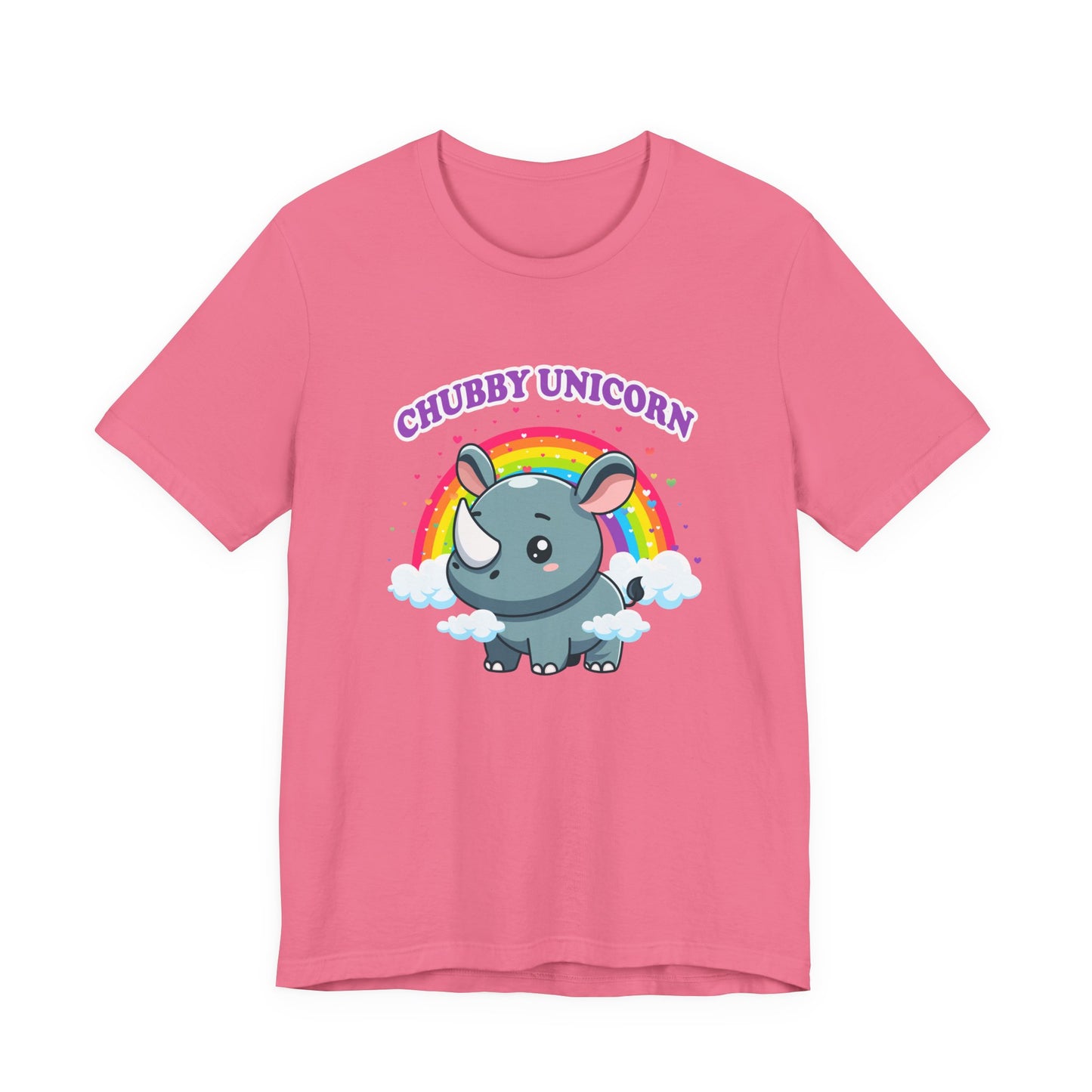 Chubby Unicorn T-Shirt – Cute Cartoon Rhino with Rainbow Graphic Tee