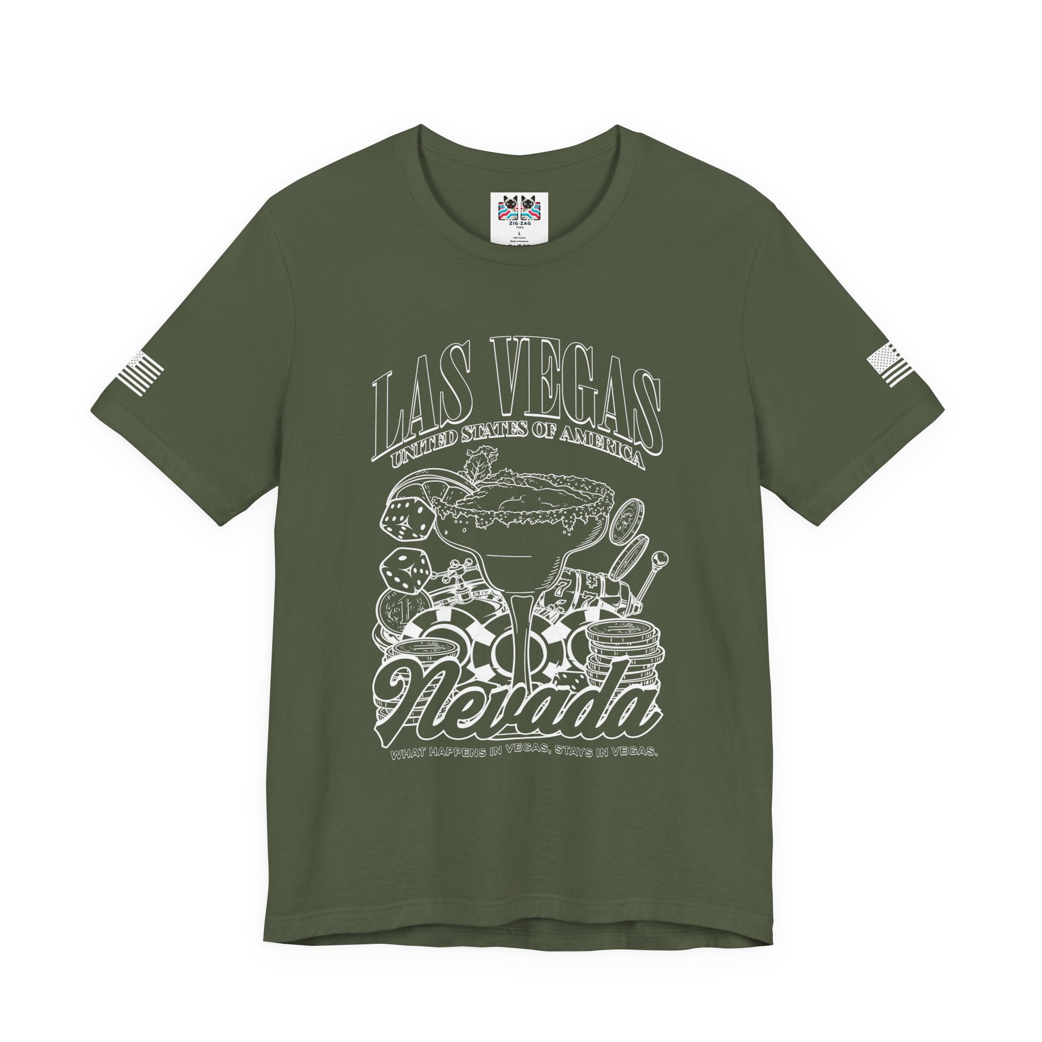 Las Vegas Nevada USA T-Shirt – Casino Cocktail Dice Chips Graphic Tee