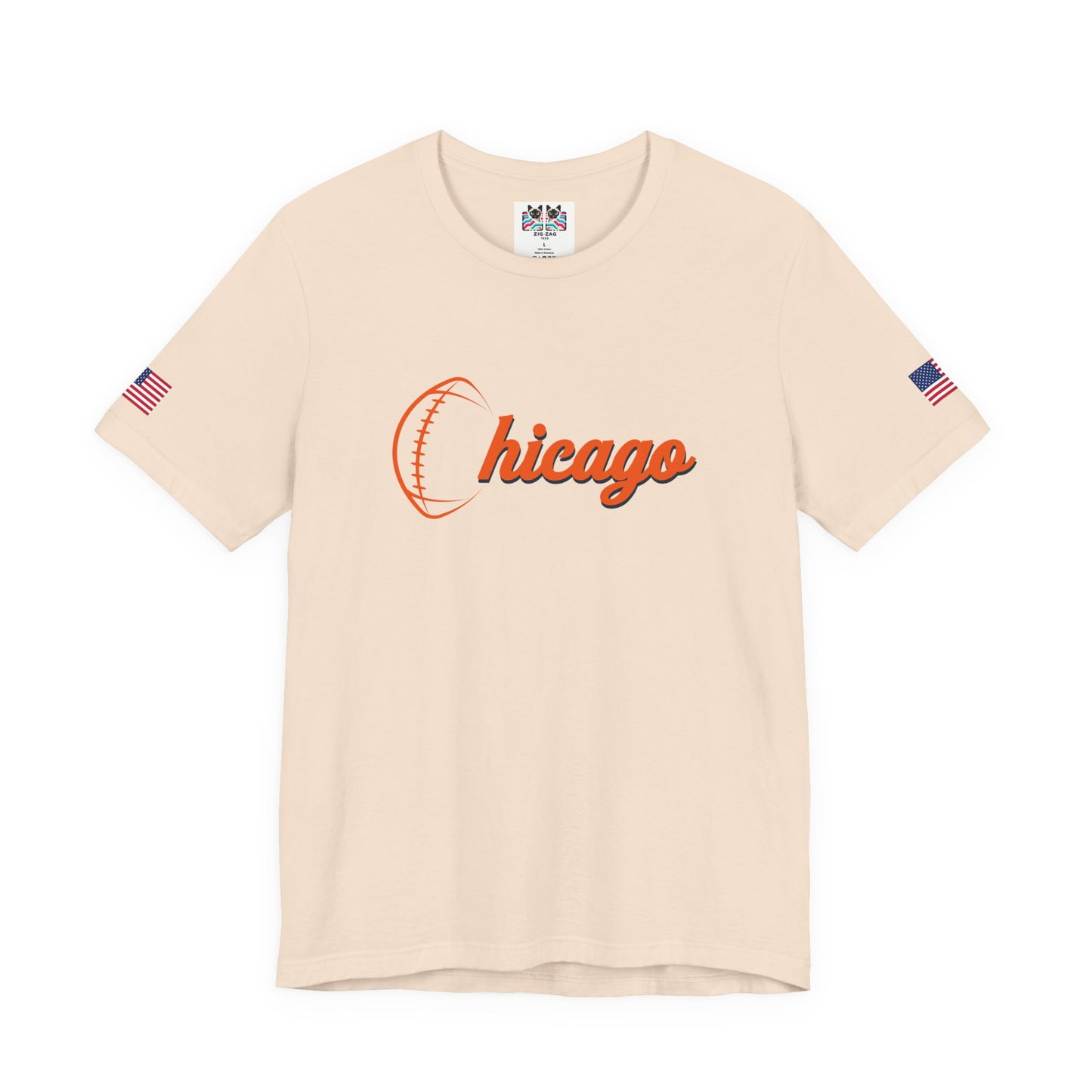 Chicago Football T-Shirt - Simple Orange Script C Bears Colors Minimalist Design