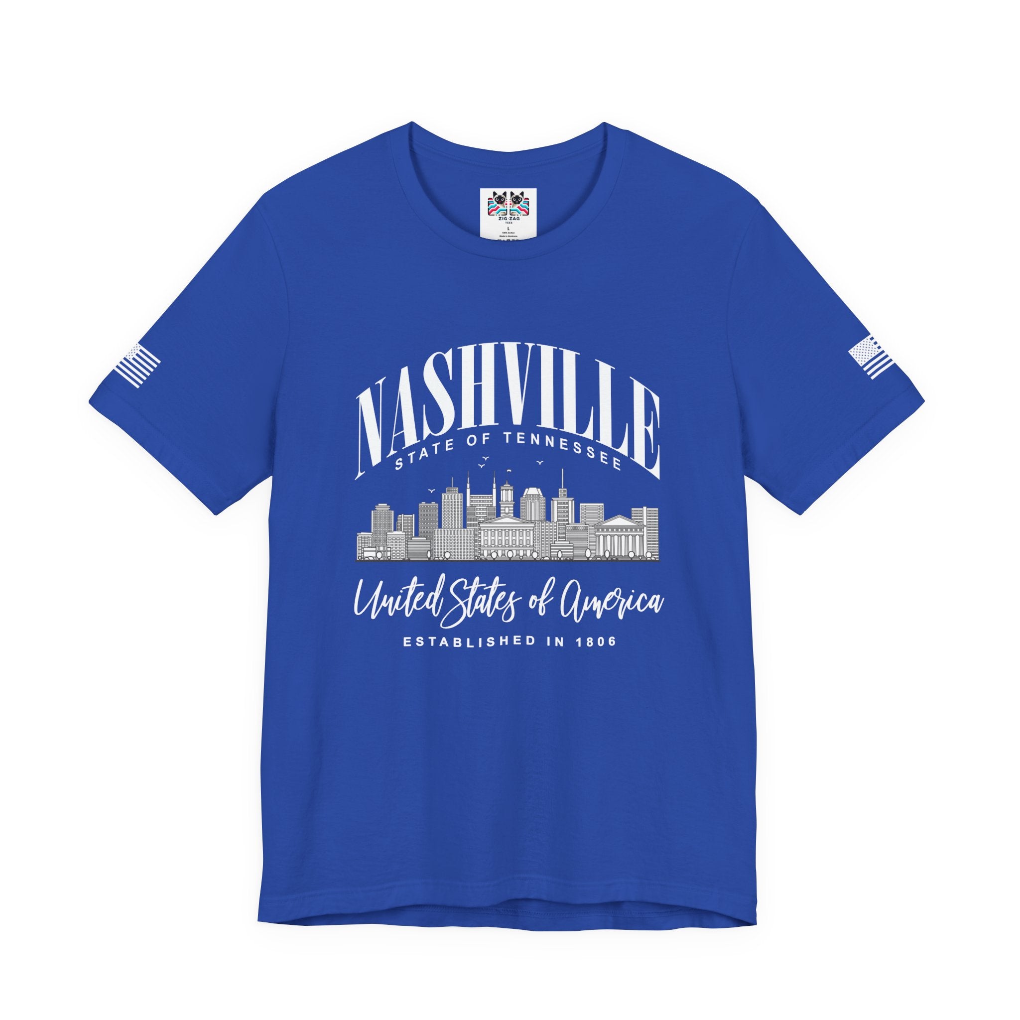 Nashville State of Tennessee T-Shirt – Arched Skyline United States of America Established 1806 Graphic Tee