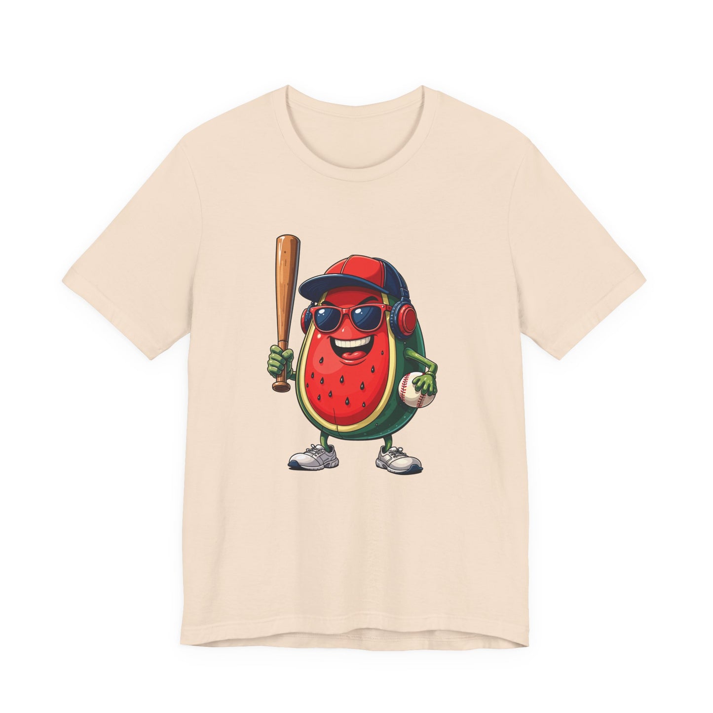 Happy Watermelon Baseball Mascot Tshirt Fun Sports Fruit Character Design