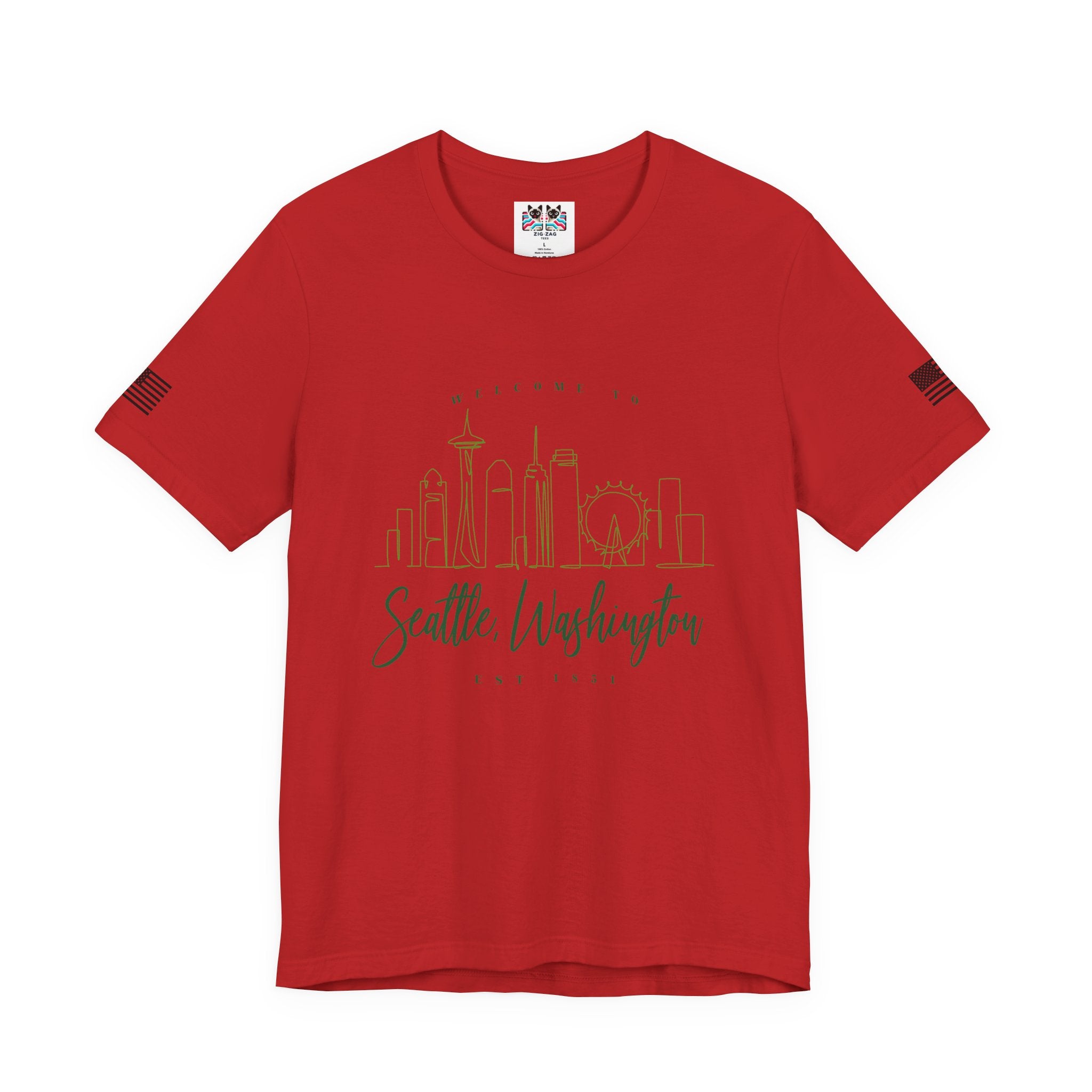Welcome to Seattle Washington Minimalist Skyline T-Shirt | Seattle EST 1851 Line Art Tee | Pacific Northwest Gift