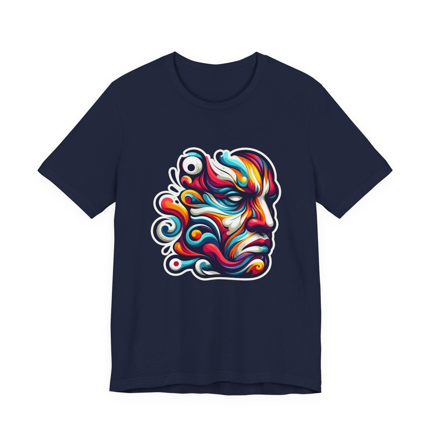 The Art of Expressionism Tshirt – Colorful Curved Strokes Forming a Vibrant Face