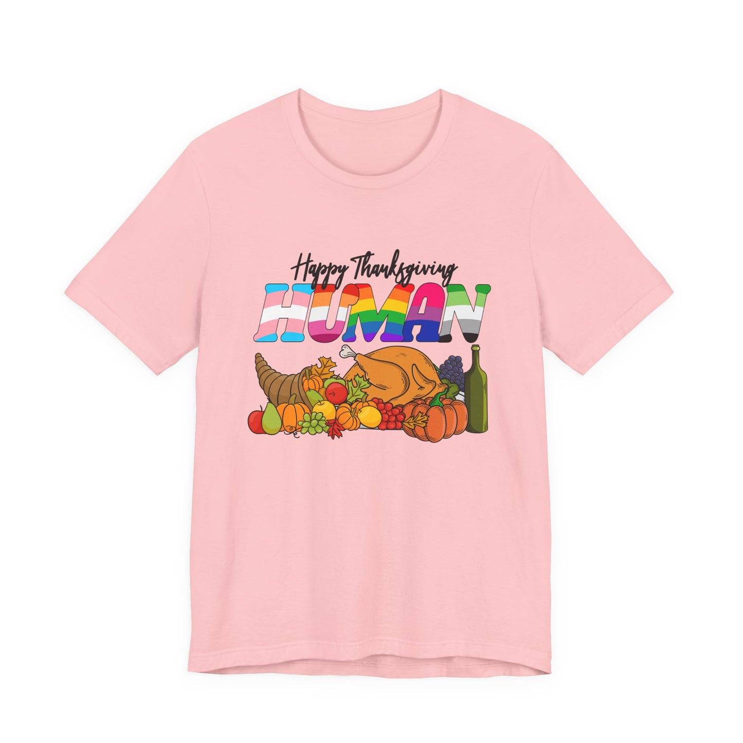Happy Thanksgiving Human Gradient Text T-Shirt