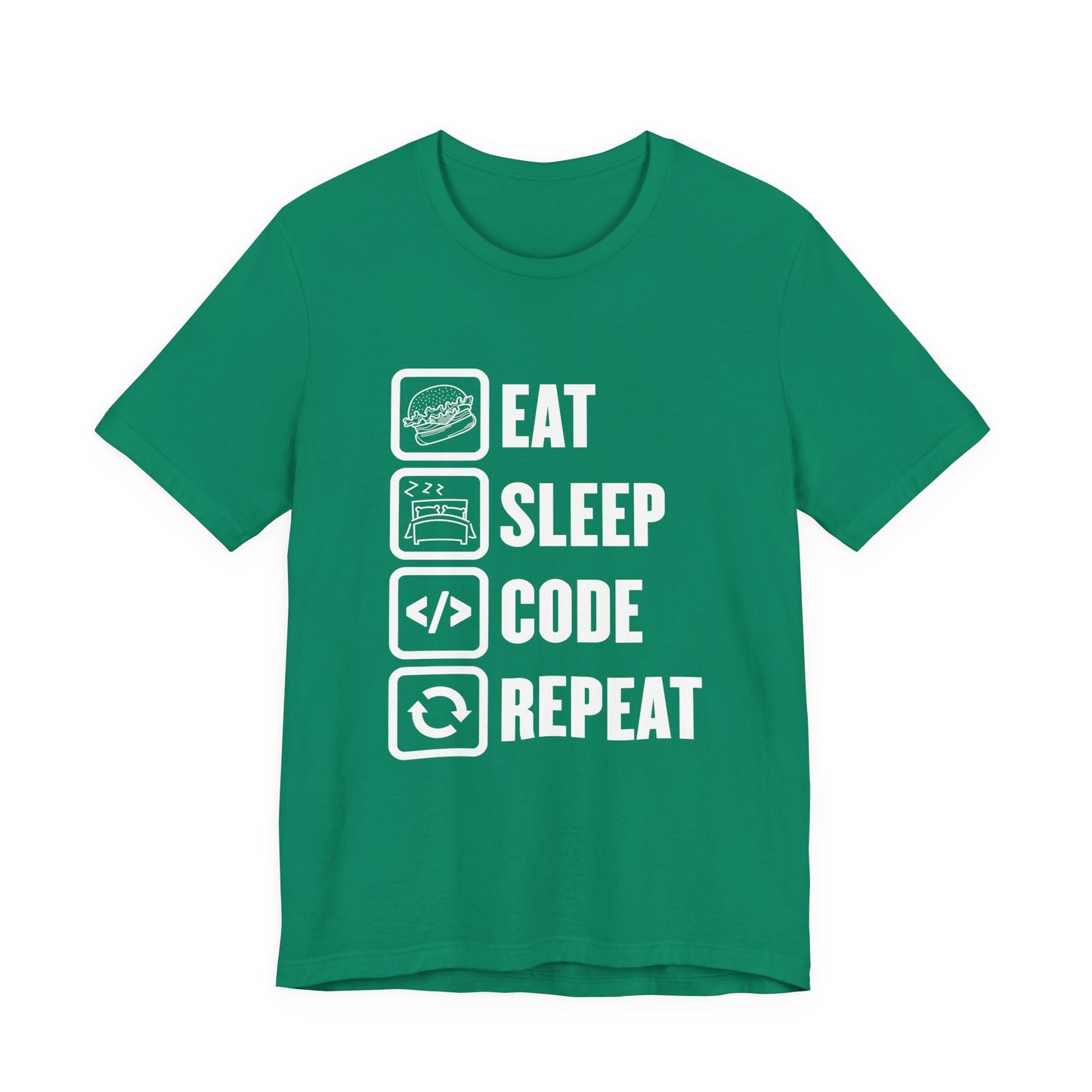 Eat, Sleep, Code, Repeat Tshirt – Minimalist Icon Design