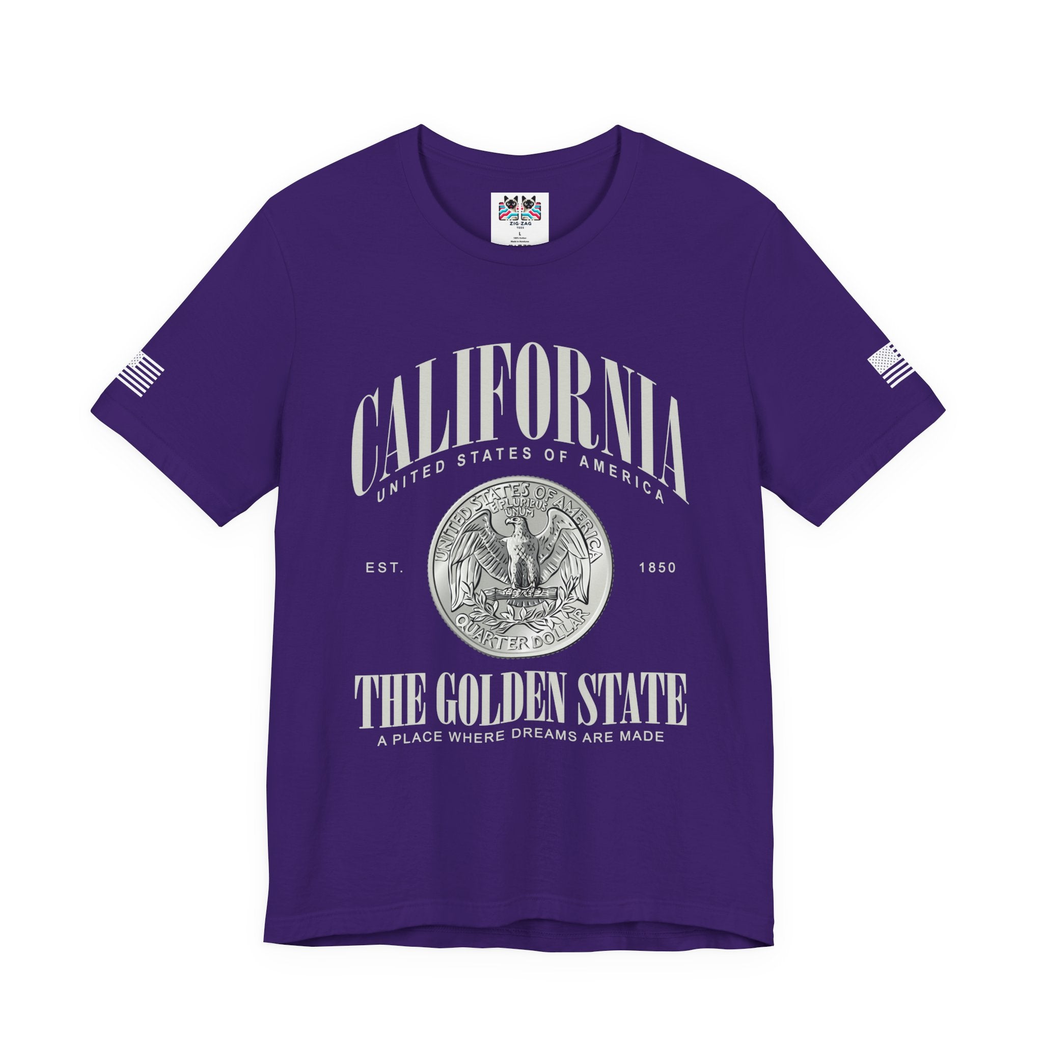 California The Golden State T-Shirt – EST 1850 Quarter Dollar Coin United States of America A Place Where Dreams Are Made Graphic Tee