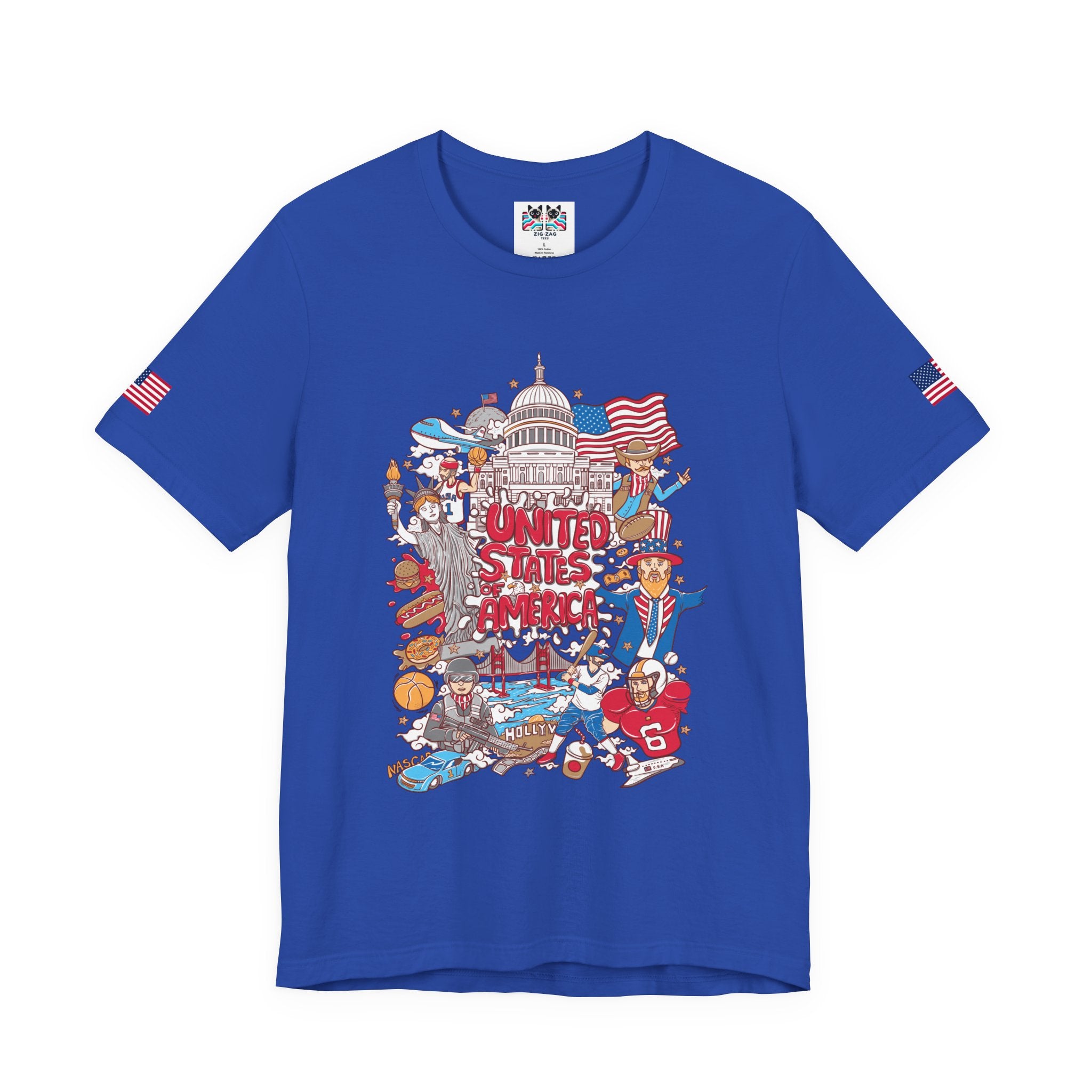United States of America Collage T-Shirt – Iconic American Symbols Graphic Tee