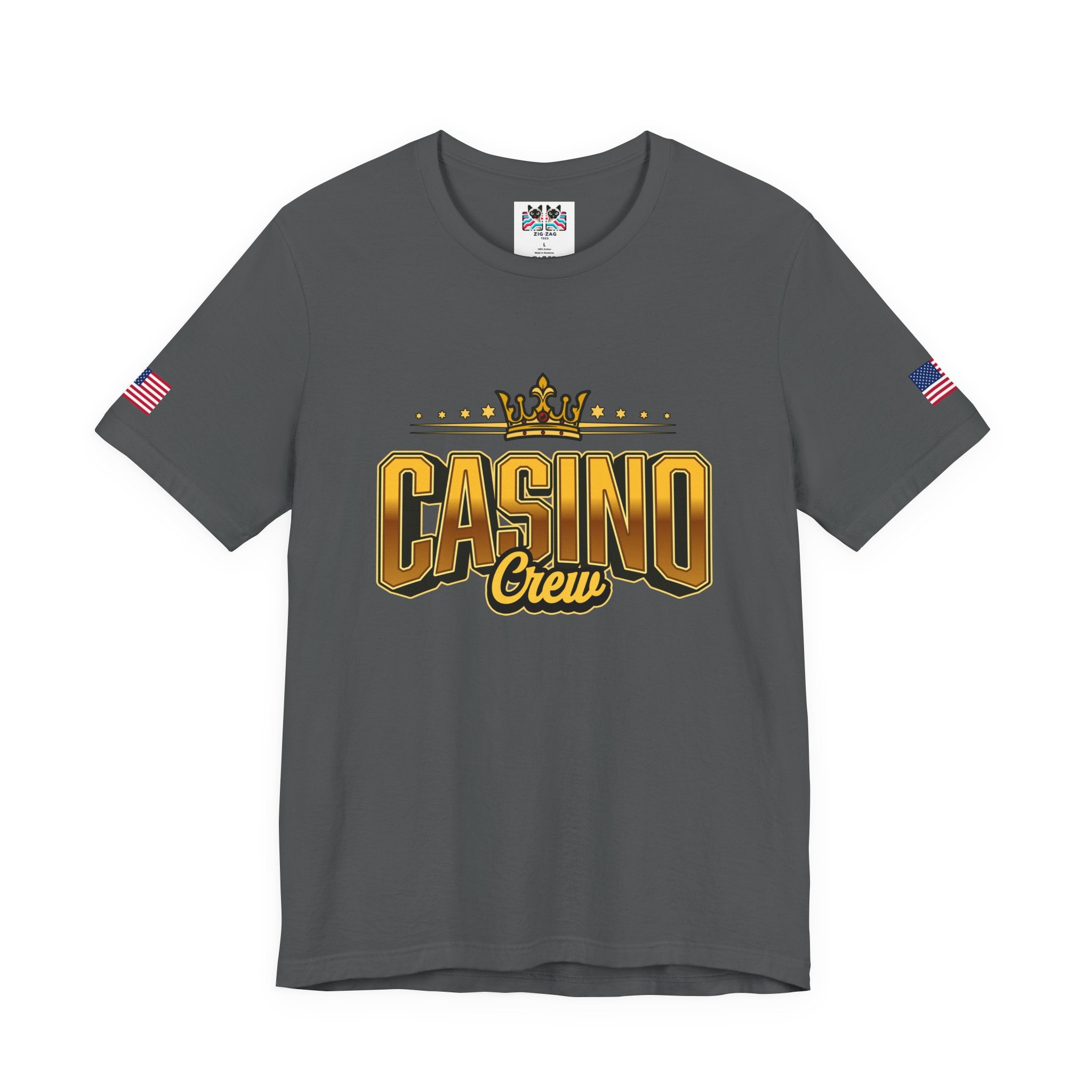 Casino Crew T-Shirt – Gold Crown Bold Typography Vegas Group Matching Tee