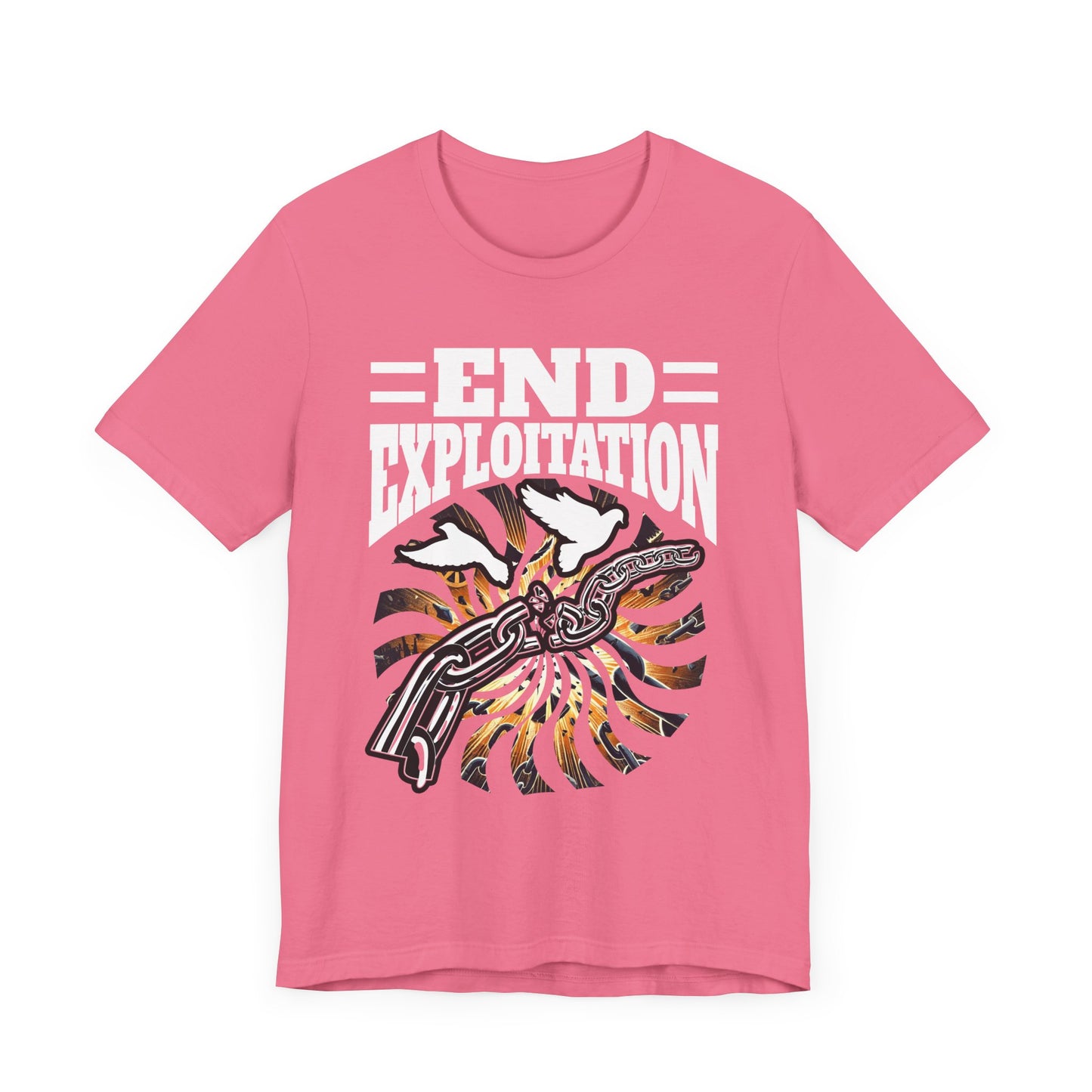 End Exploitation | Broken Chain & Flying White Pigeons Graphic T-Shirt