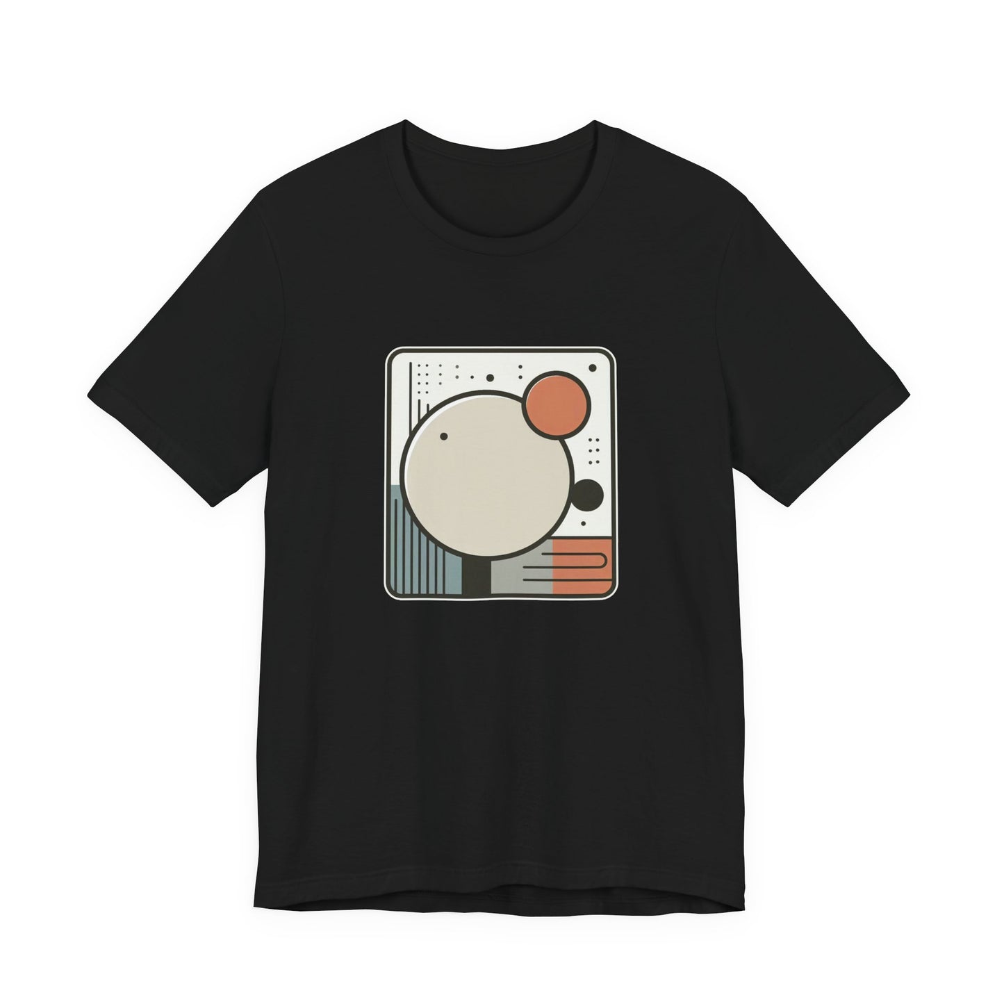 Less Is More Tshirt – Minimalist Geometric Rectangle with Colorful Circles and Lines
